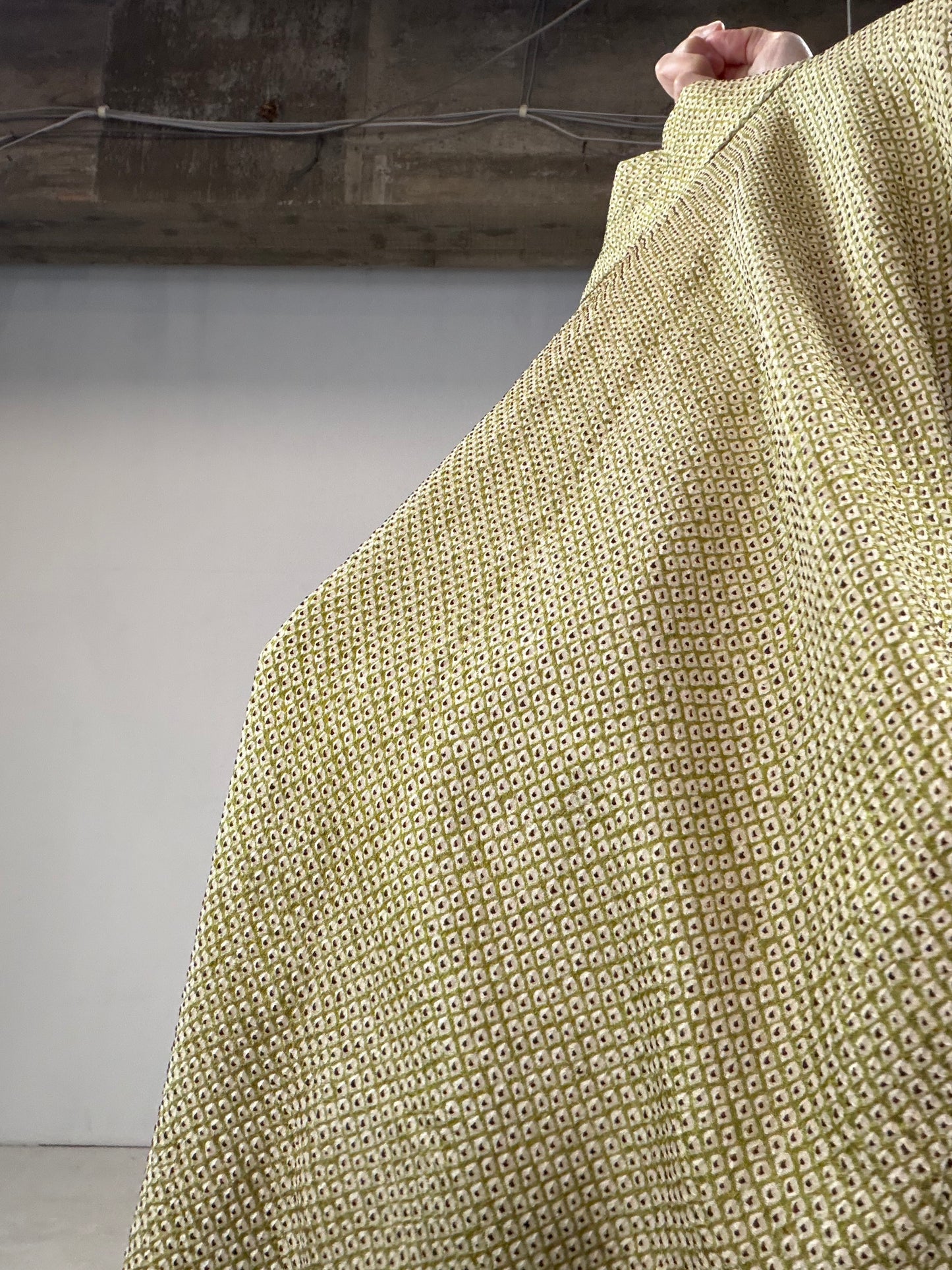 VINTAGE SHIBORI HAORI "yellow green"