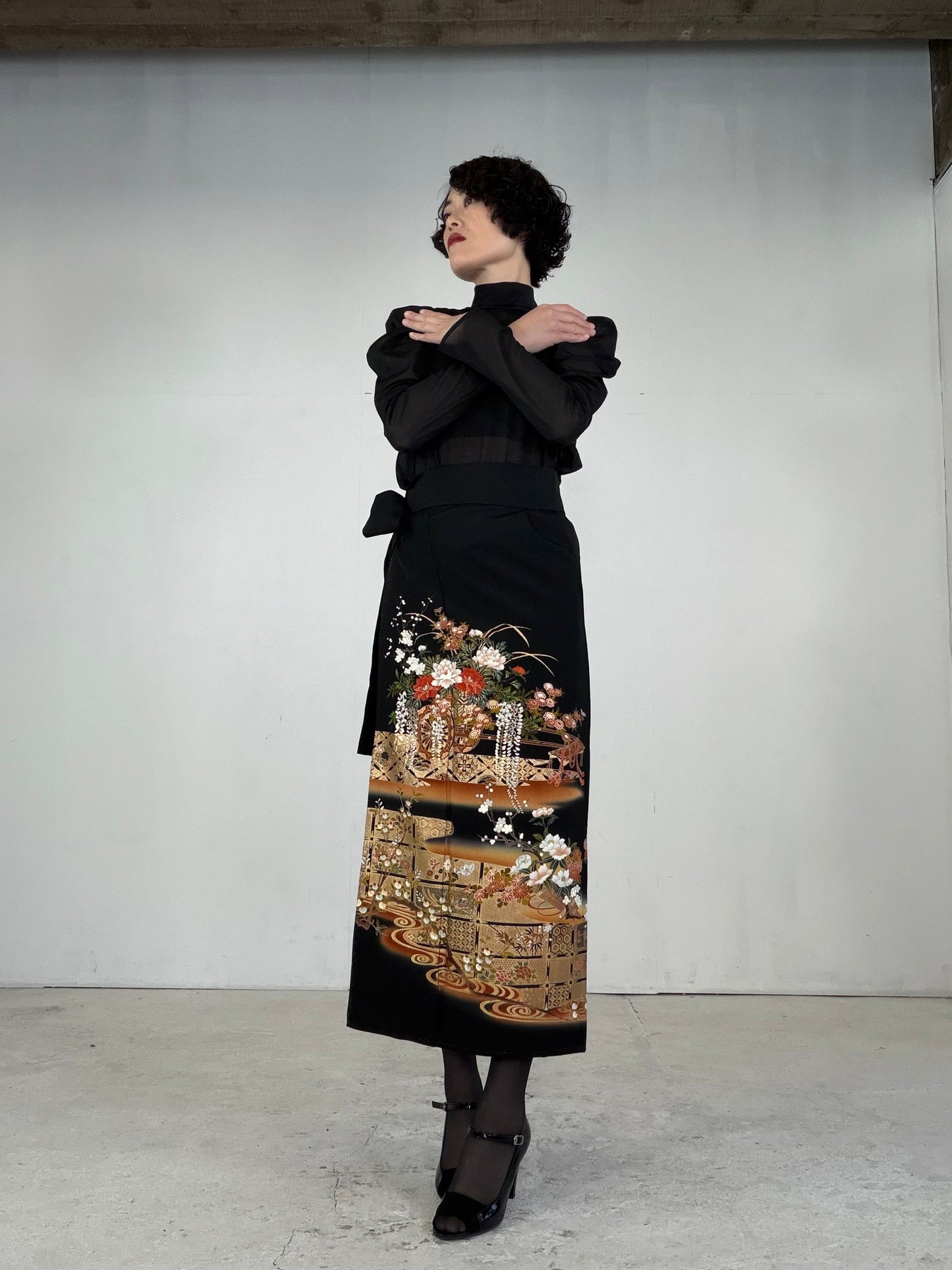 EDO-ZUMA SKIRT UPCYCLED FROM JAPANESE KIMONO "EDO044"