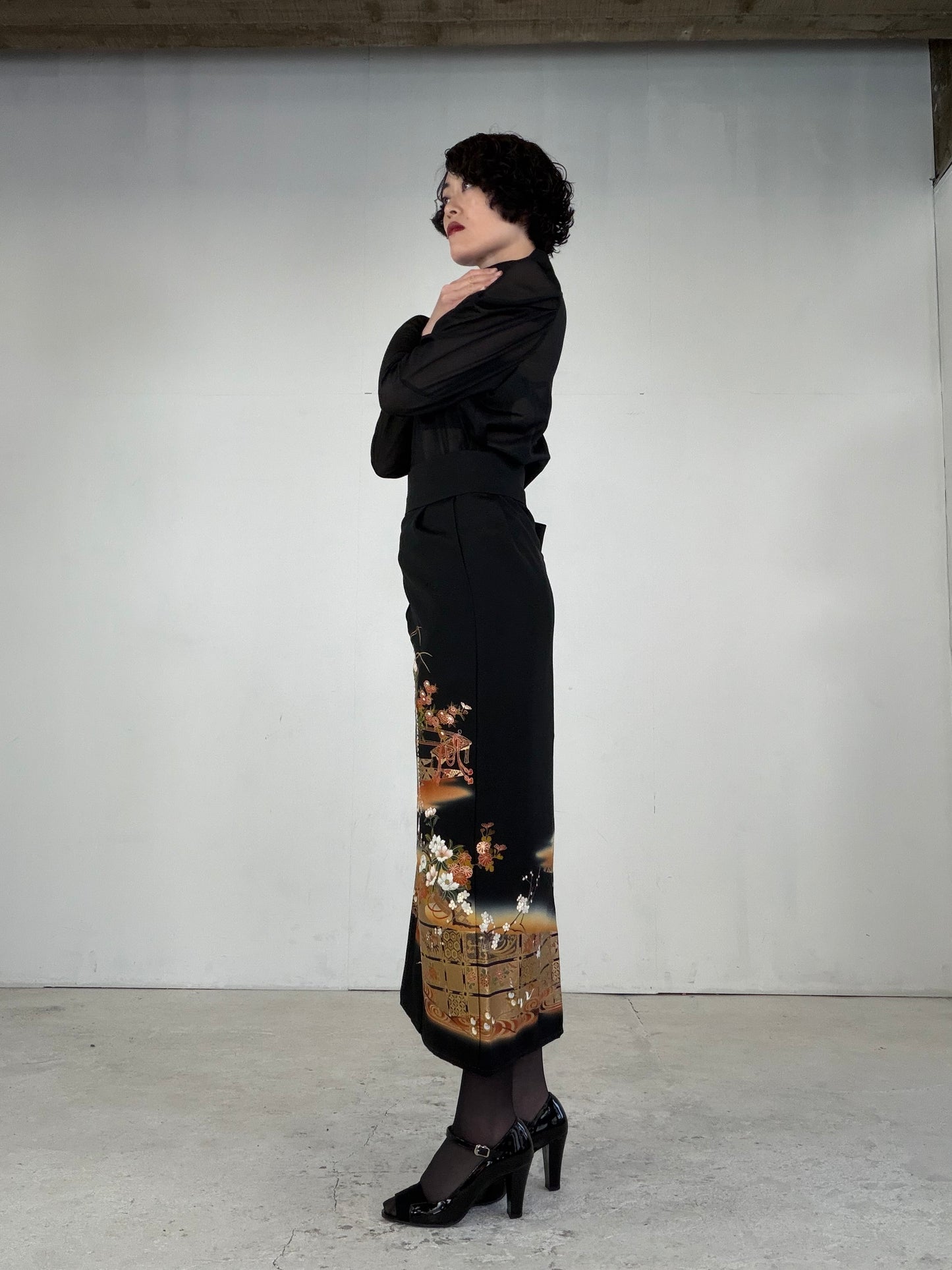 EDO-ZUMA SKIRT UPCYCLED FROM JAPANESE KIMONO "EDO044"