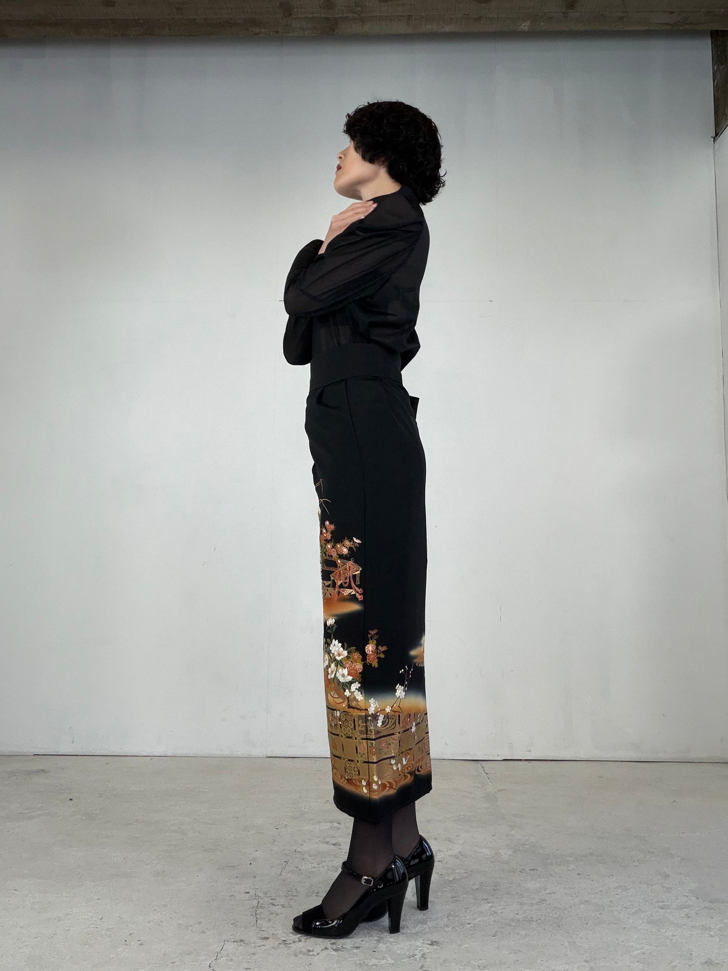 EDO-ZUMA SKIRT UPCYCLED FROM JAPANESE KIMONO "EDO044"
