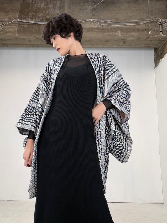 VINTAGE SHIBORI HAORI "black-nenrin"