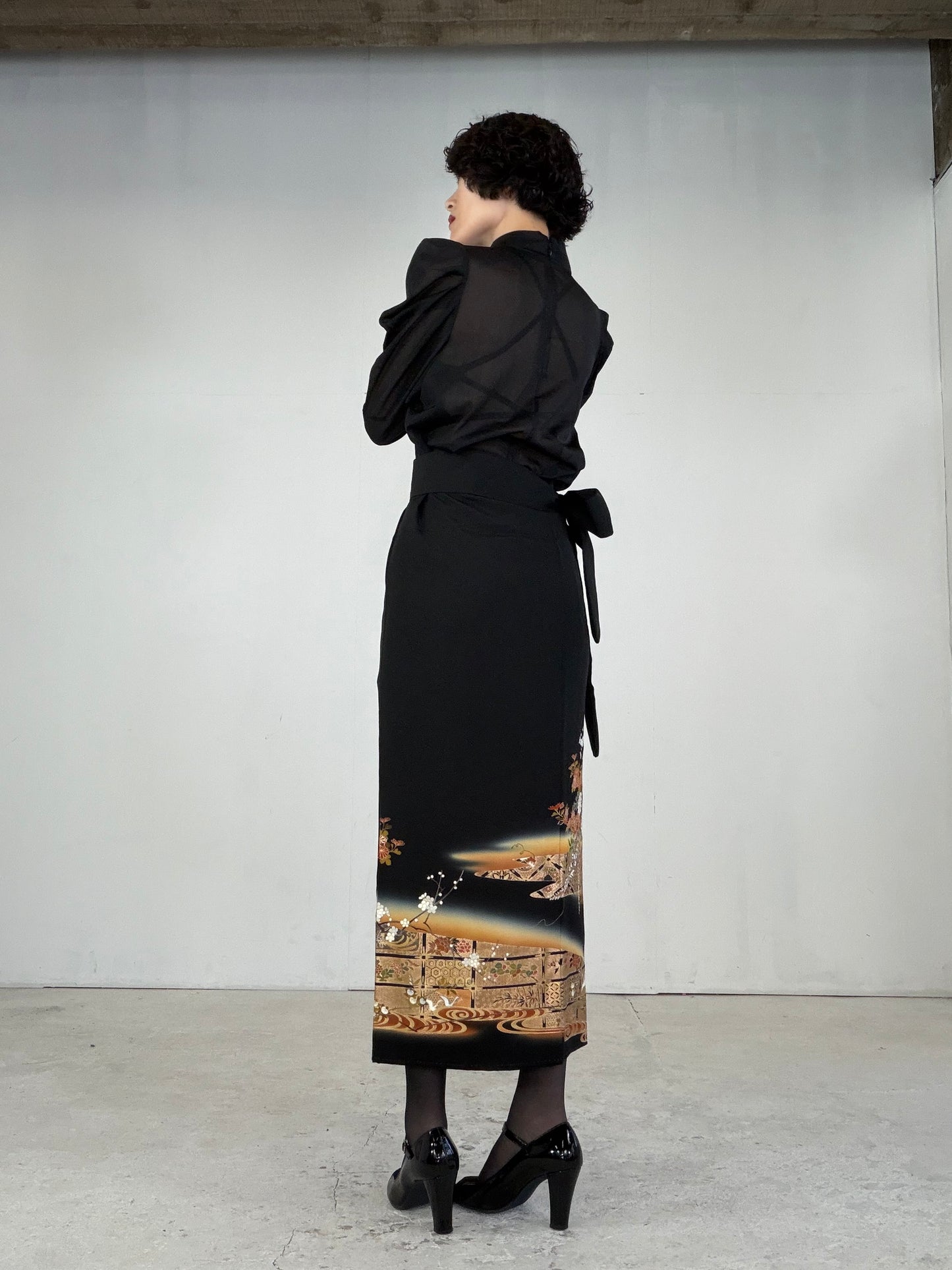 EDO-ZUMA SKIRT UPCYCLED FROM JAPANESE KIMONO "EDO044"