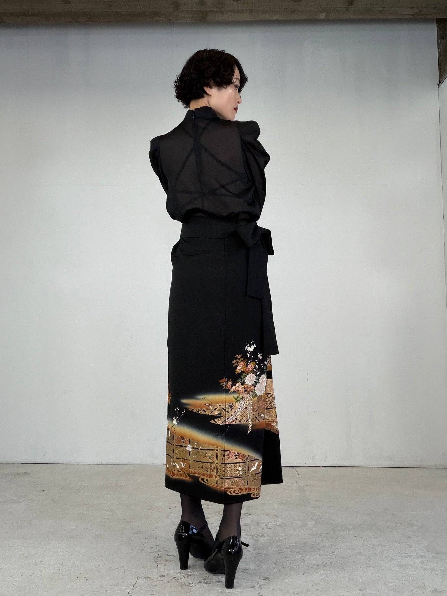 EDO-ZUMA SKIRT UPCYCLED FROM JAPANESE KIMONO "EDO044"