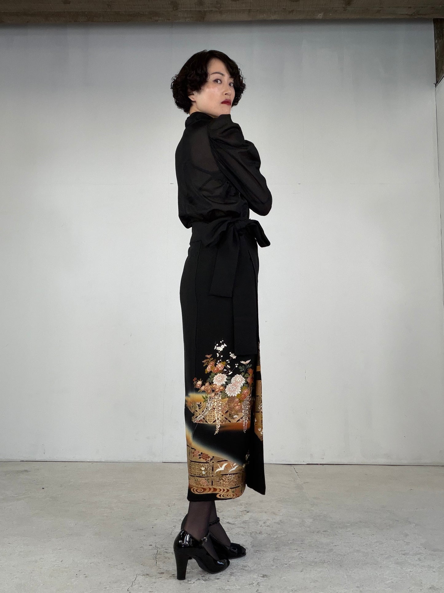 EDO-ZUMA SKIRT UPCYCLED FROM JAPANESE KIMONO "EDO044"
