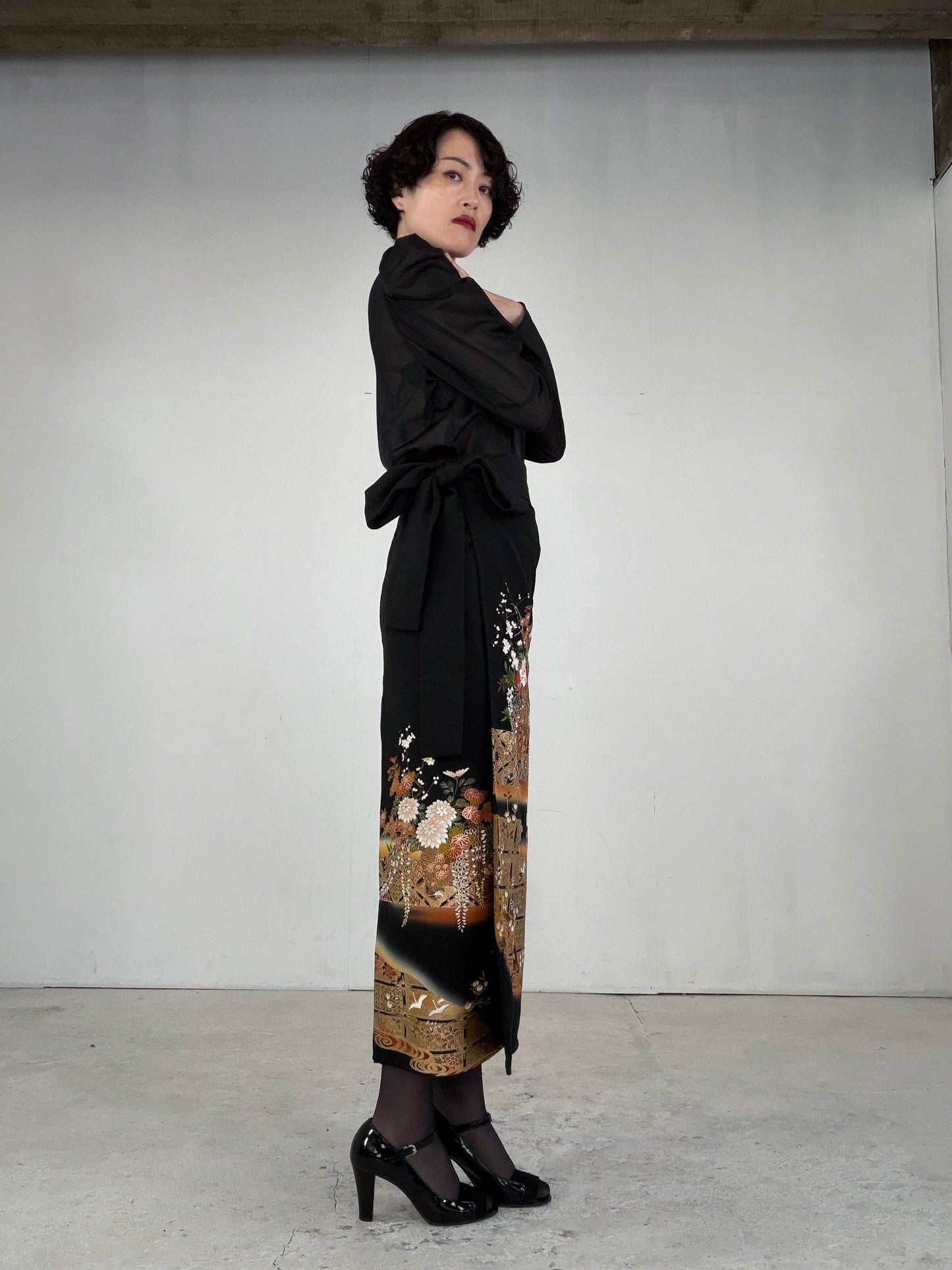 EDO-ZUMA SKIRT UPCYCLED FROM JAPANESE KIMONO "EDO044"