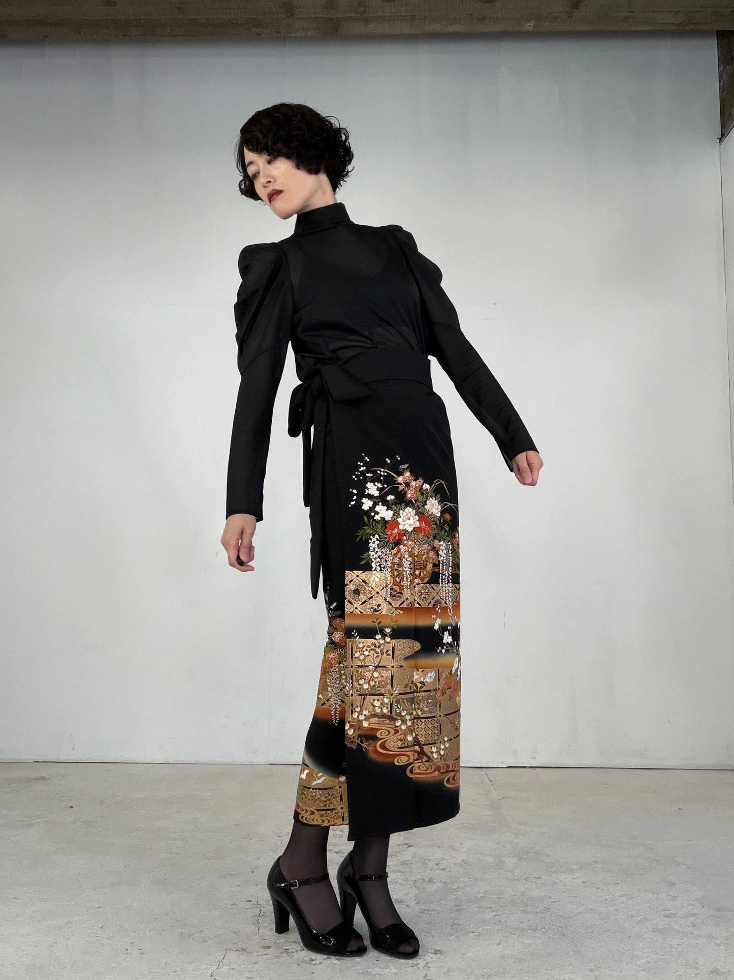 EDO-ZUMA SKIRT UPCYCLED FROM JAPANESE KIMONO "EDO044"