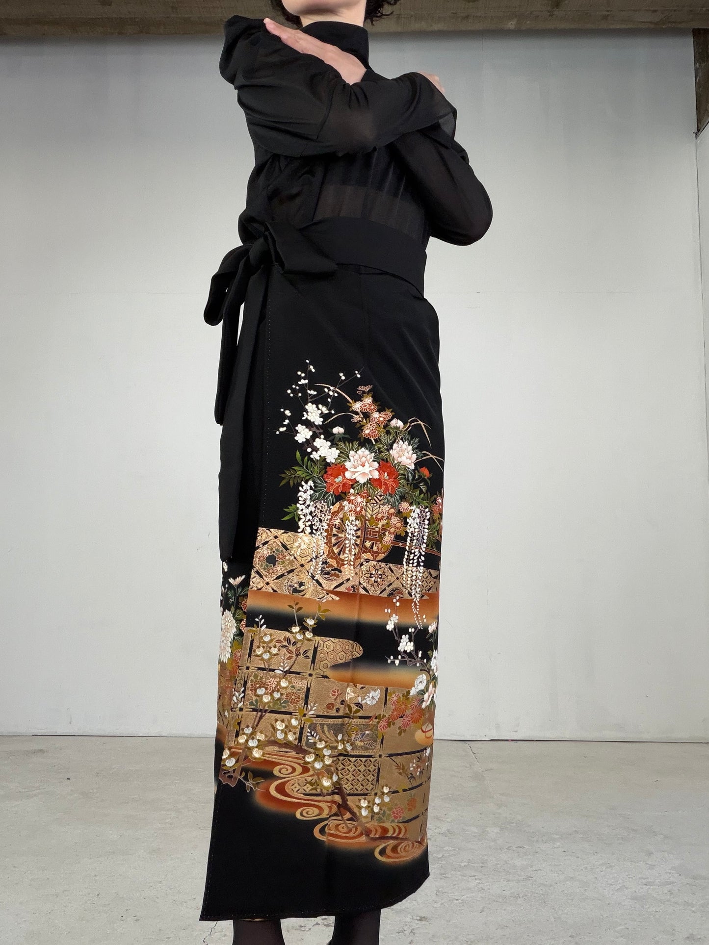 EDO-ZUMA SKIRT UPCYCLED FROM JAPANESE KIMONO "EDO044"