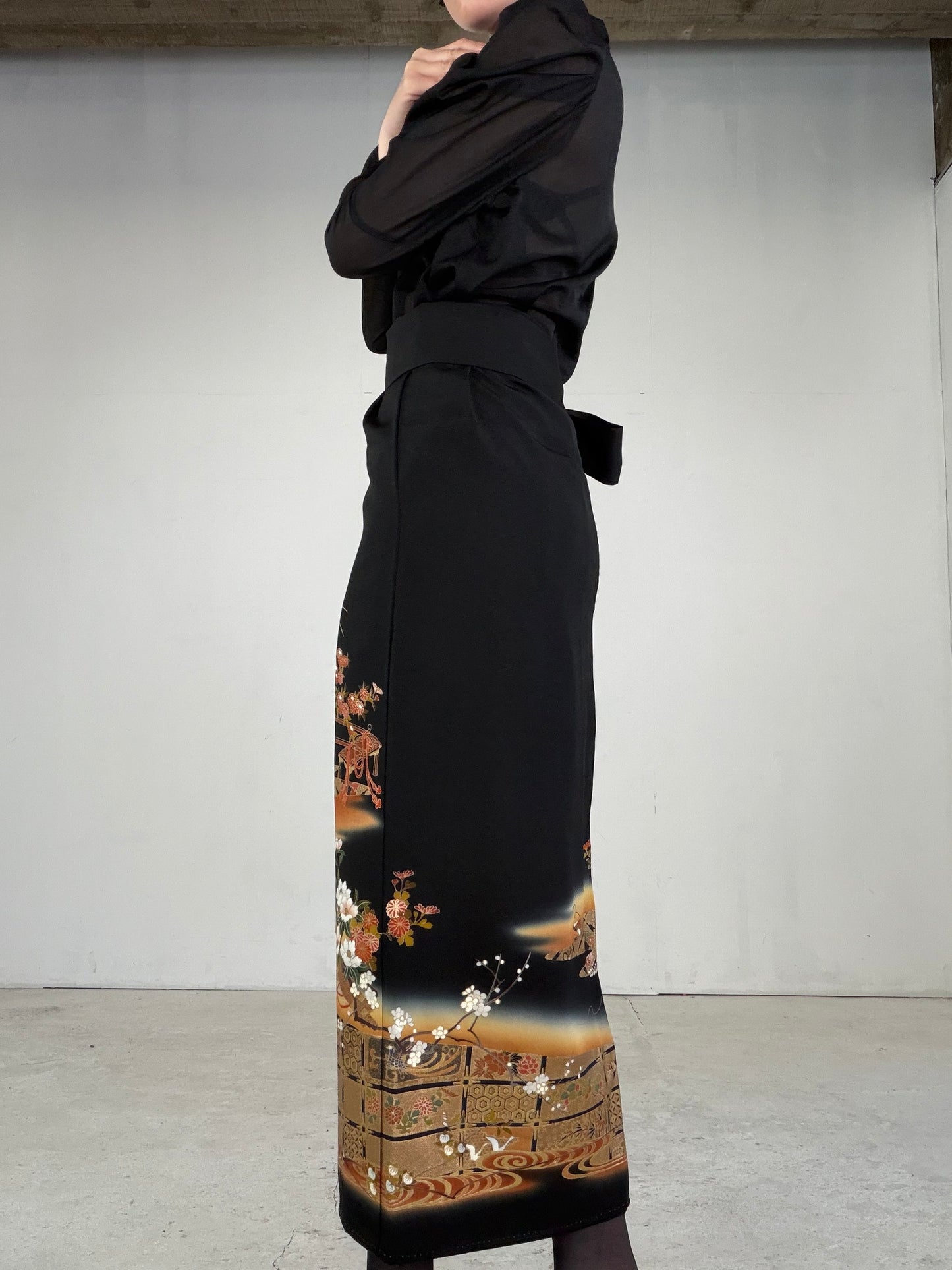 EDO-ZUMA SKIRT UPCYCLED FROM JAPANESE KIMONO "EDO044"