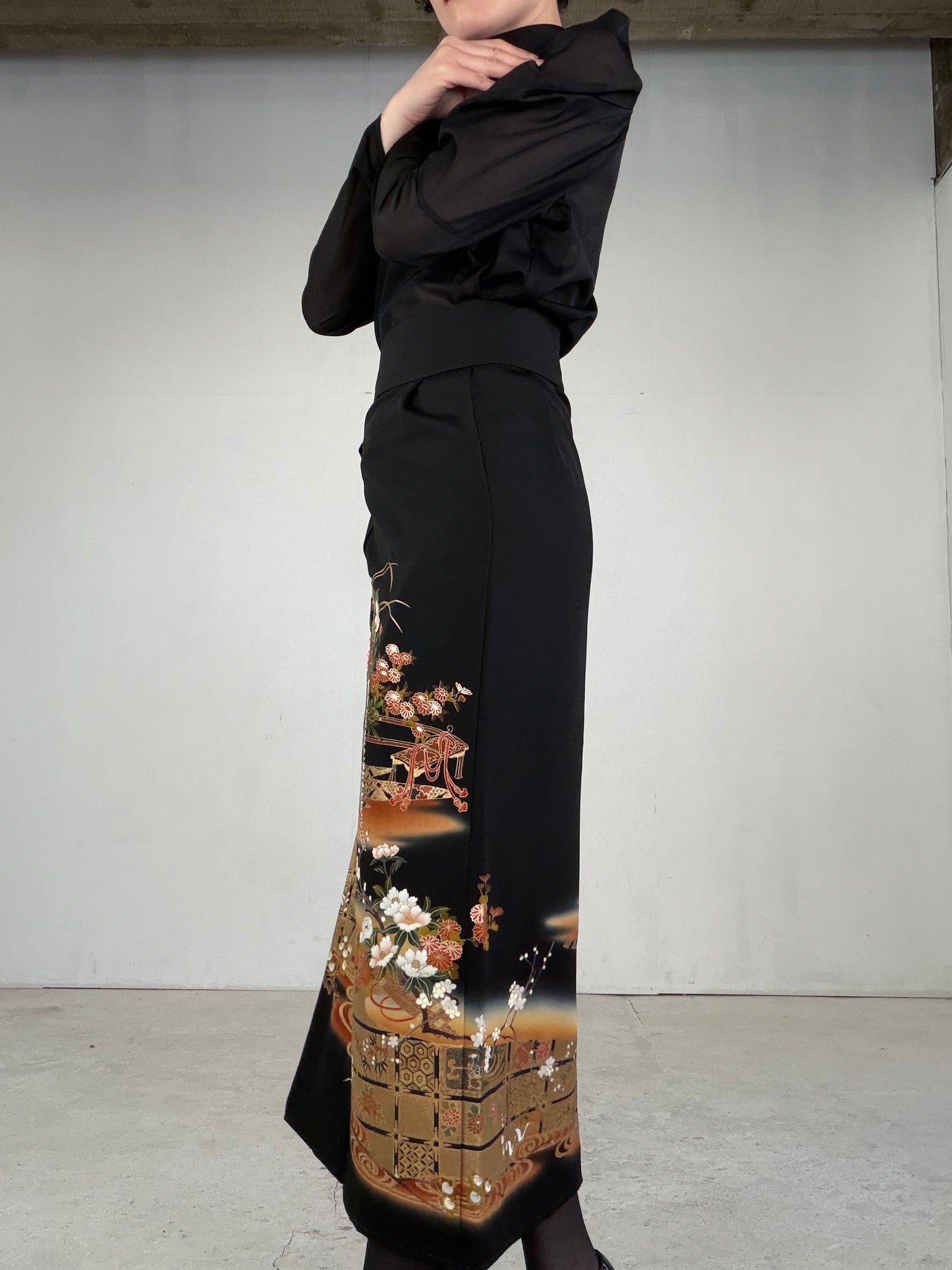 EDO-ZUMA SKIRT UPCYCLED FROM JAPANESE KIMONO "EDO044"