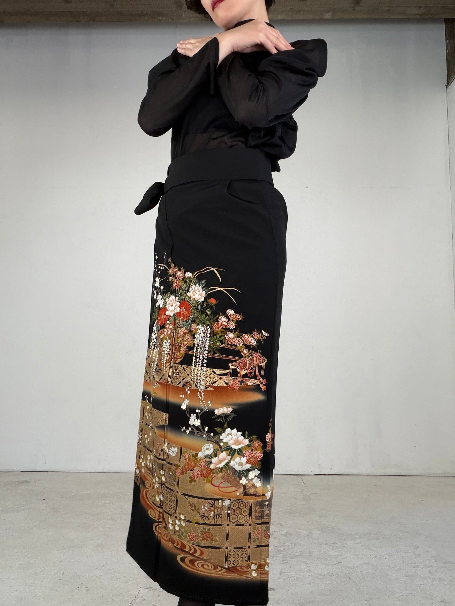 EDO-ZUMA SKIRT UPCYCLED FROM JAPANESE KIMONO "EDO044"