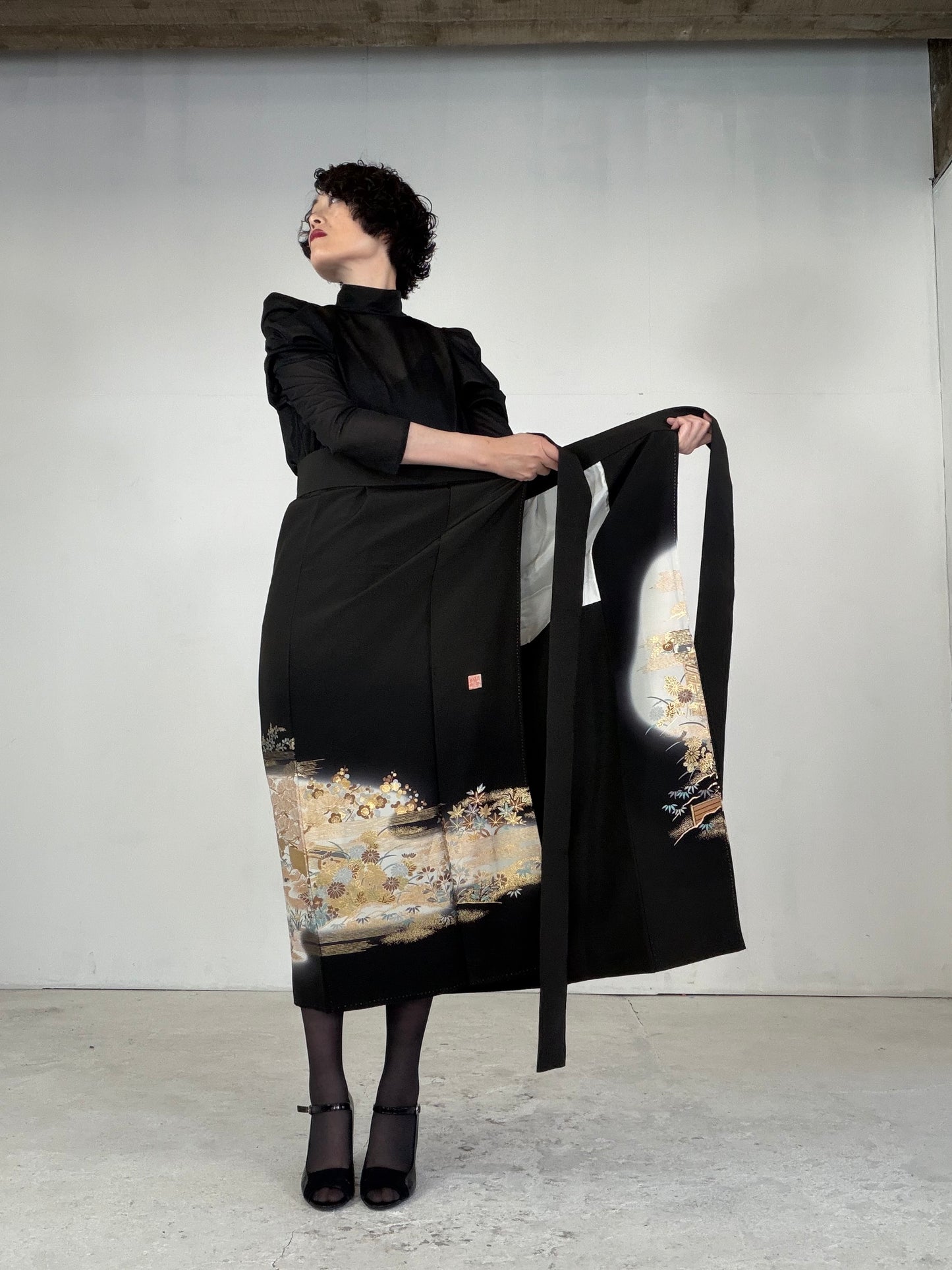 EDO-ZUMA SKIRT UPCYCLED FROM JAPANESE KIMONO "EDO038"