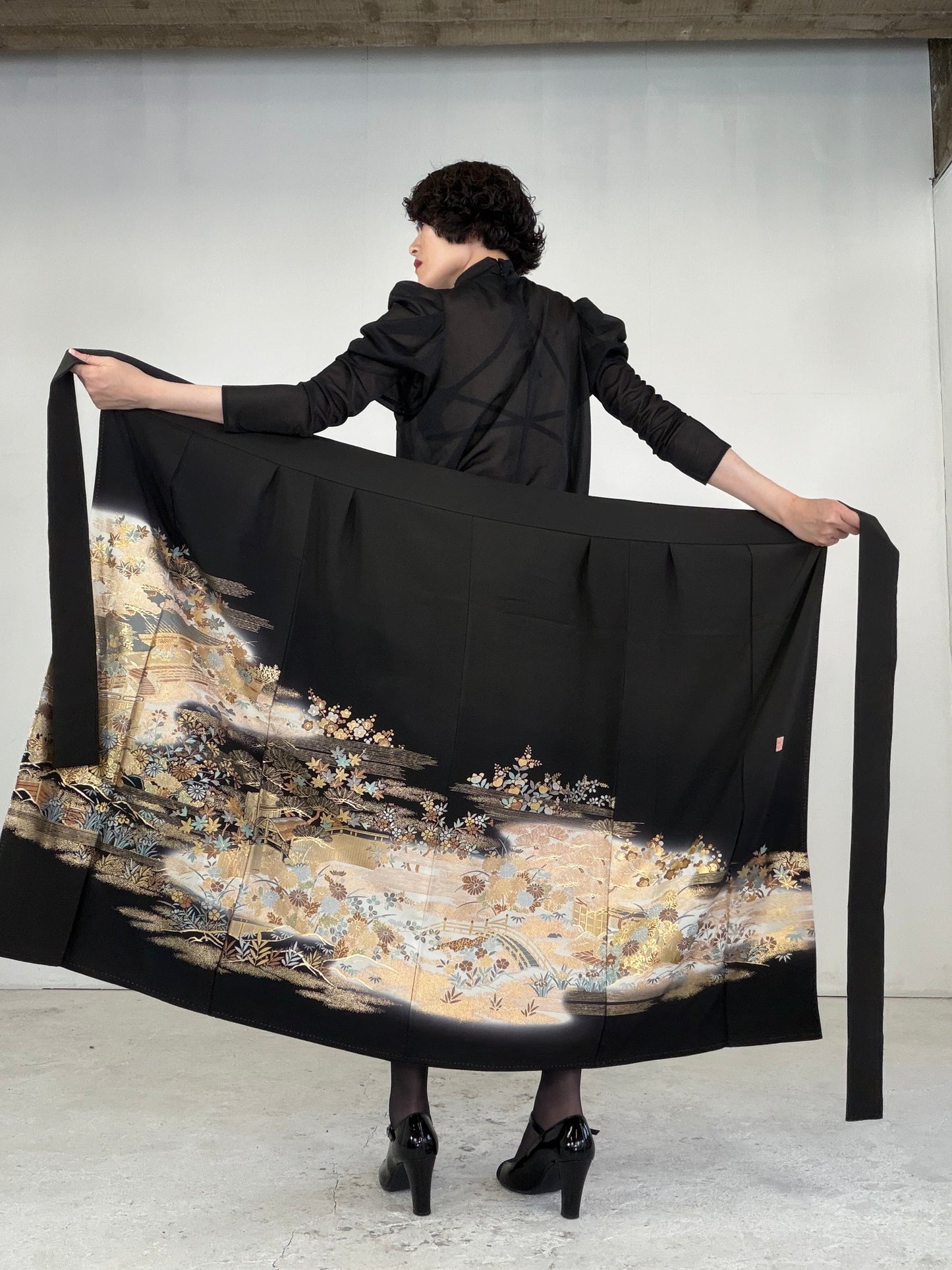 EDO-ZUMA SKIRT UPCYCLED FROM JAPANESE KIMONO "EDO038"