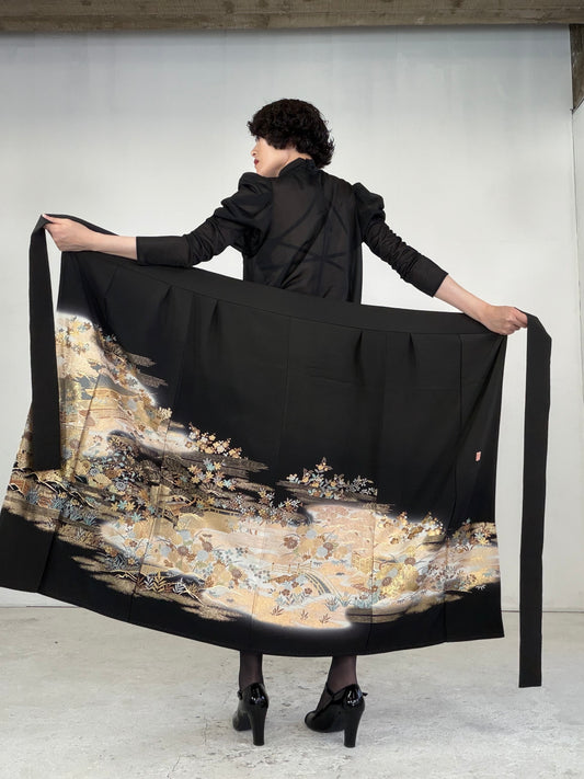 EDO-ZUMA SKIRT UPCYCLED FROM JAPANESE KIMONO "EDO038"
