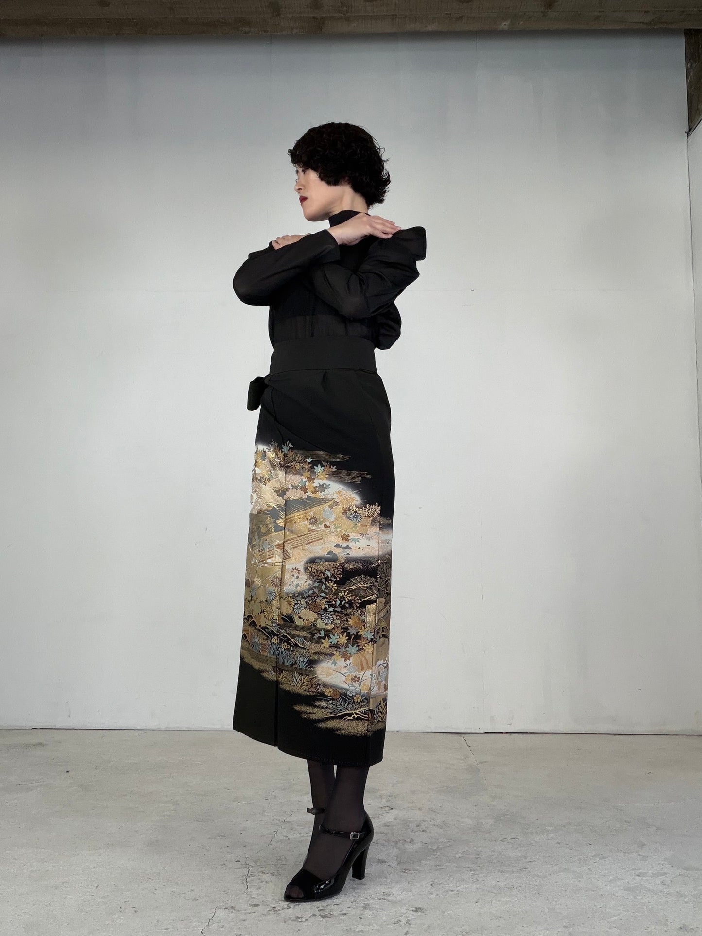 EDO-ZUMA SKIRT UPCYCLED FROM JAPANESE KIMONO "EDO038"
