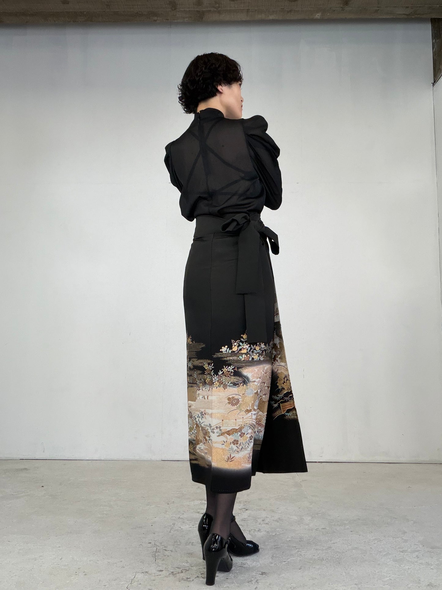 EDO-ZUMA SKIRT UPCYCLED FROM JAPANESE KIMONO "EDO038"