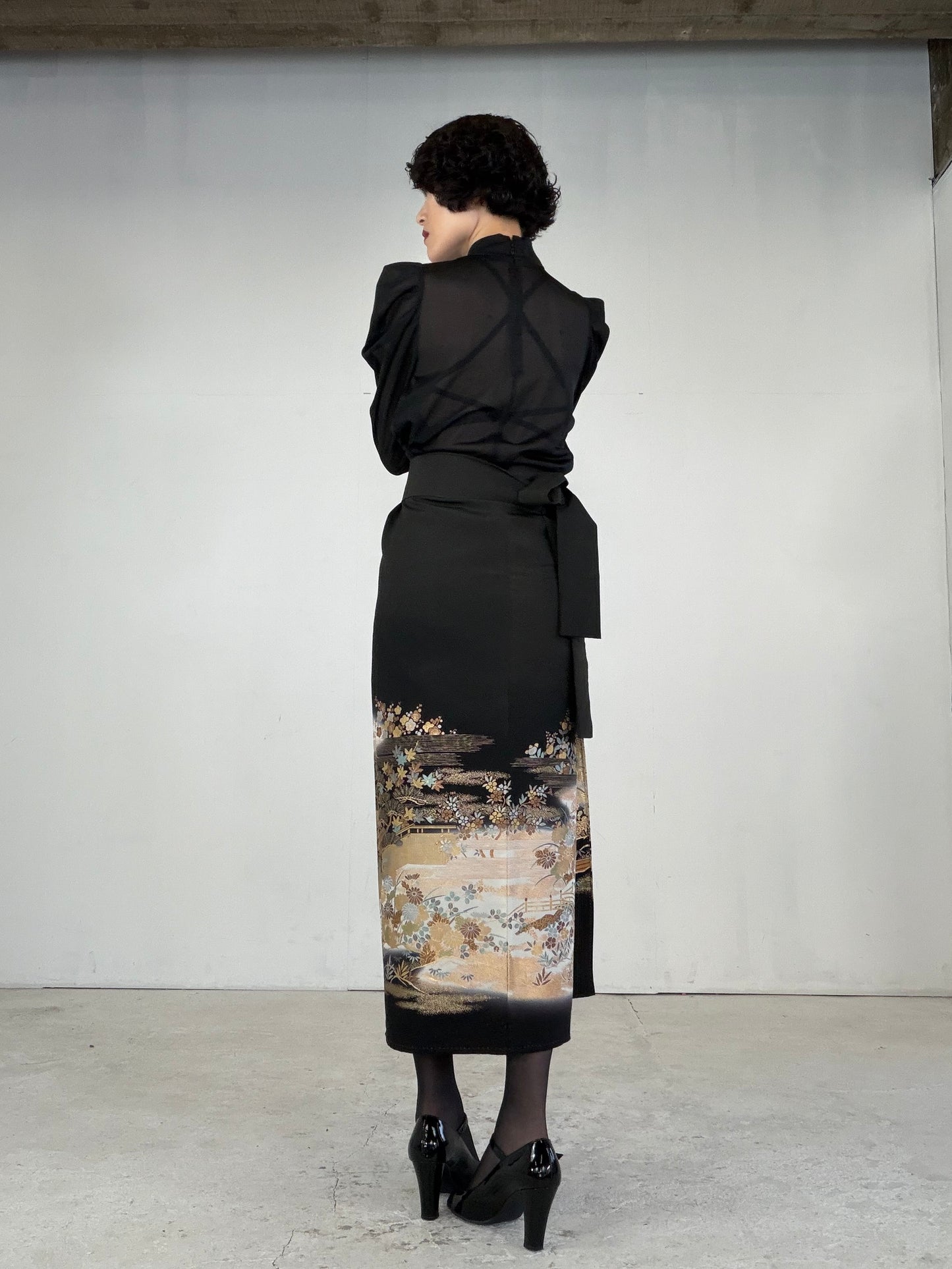 EDO-ZUMA SKIRT UPCYCLED FROM JAPANESE KIMONO "EDO038"