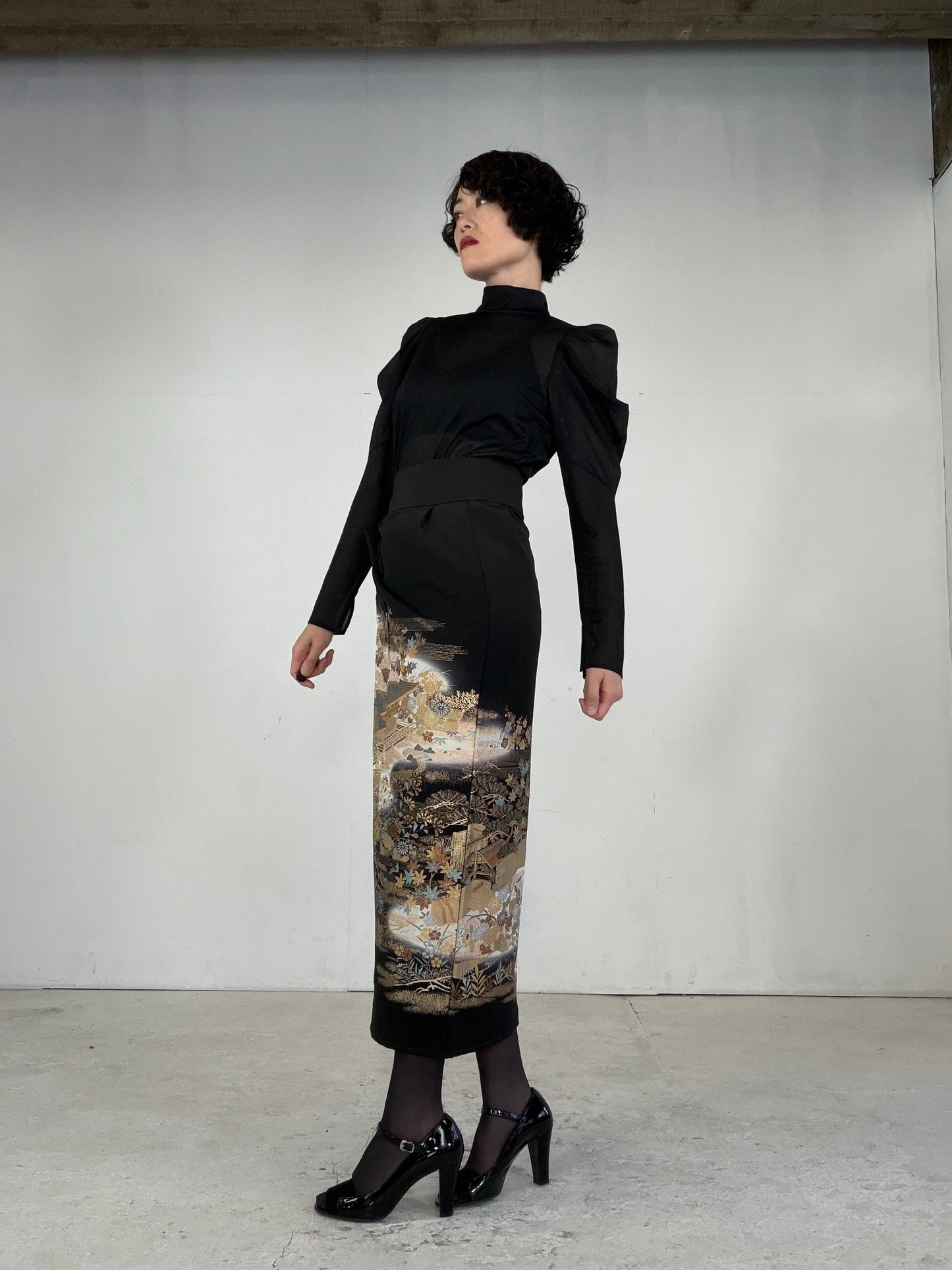 EDO-ZUMA SKIRT UPCYCLED FROM JAPANESE KIMONO "EDO038"