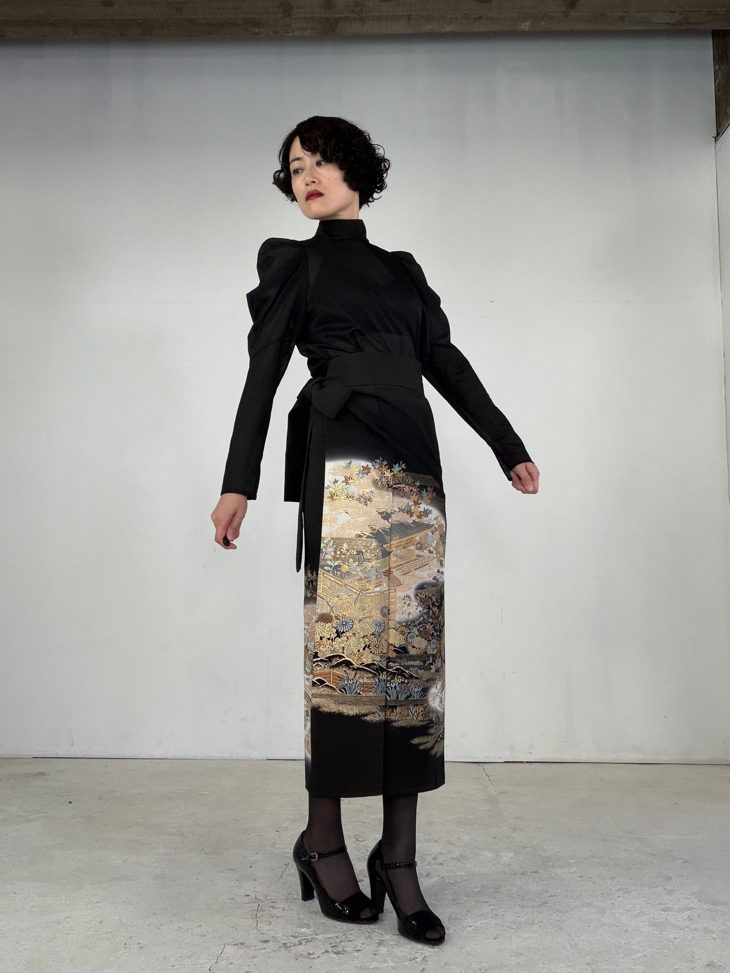 EDO-ZUMA SKIRT UPCYCLED FROM JAPANESE KIMONO "EDO038"