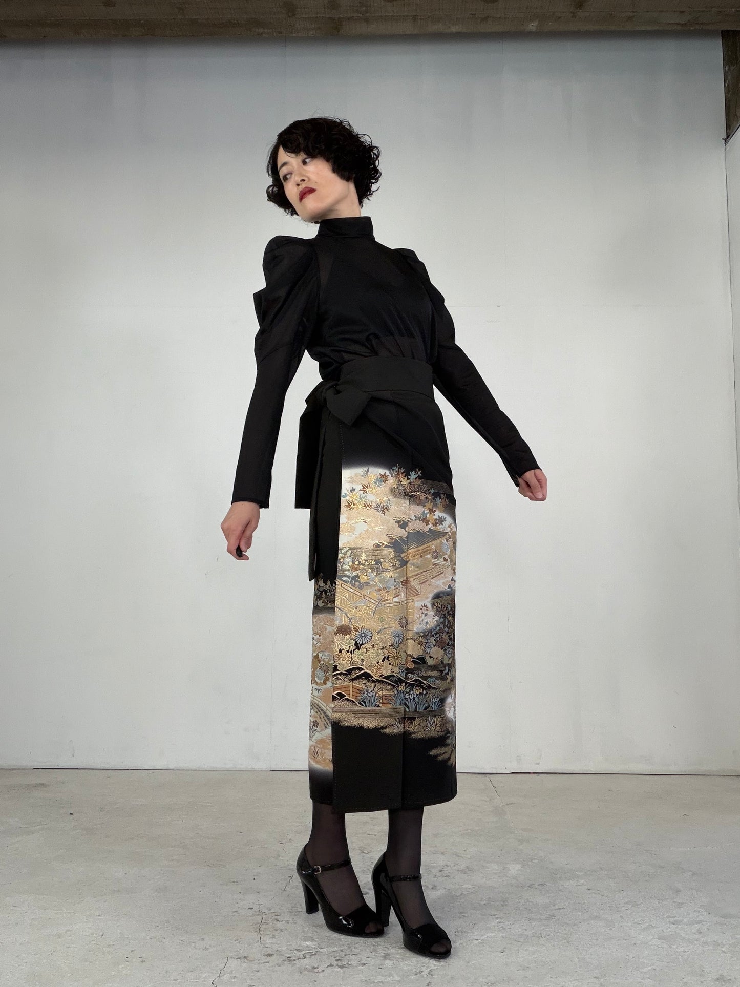 EDO-ZUMA SKIRT UPCYCLED FROM JAPANESE KIMONO "EDO038"