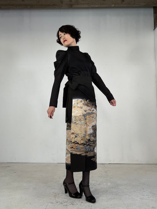 EDO-ZUMA SKIRT UPCYCLED FROM JAPANESE KIMONO "EDO038"