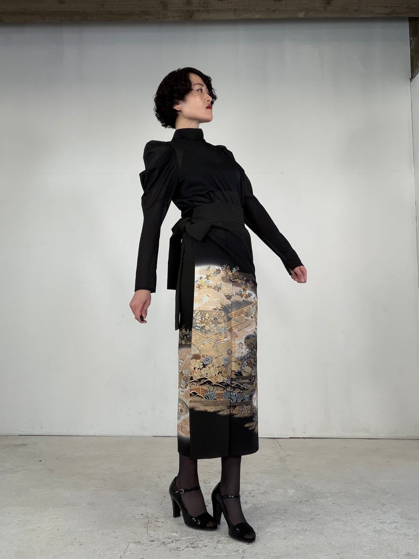 EDO-ZUMA SKIRT UPCYCLED FROM JAPANESE KIMONO "EDO038"