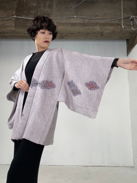 VINTAGE SHIBORI HAORI "usu-murasaki-hana"