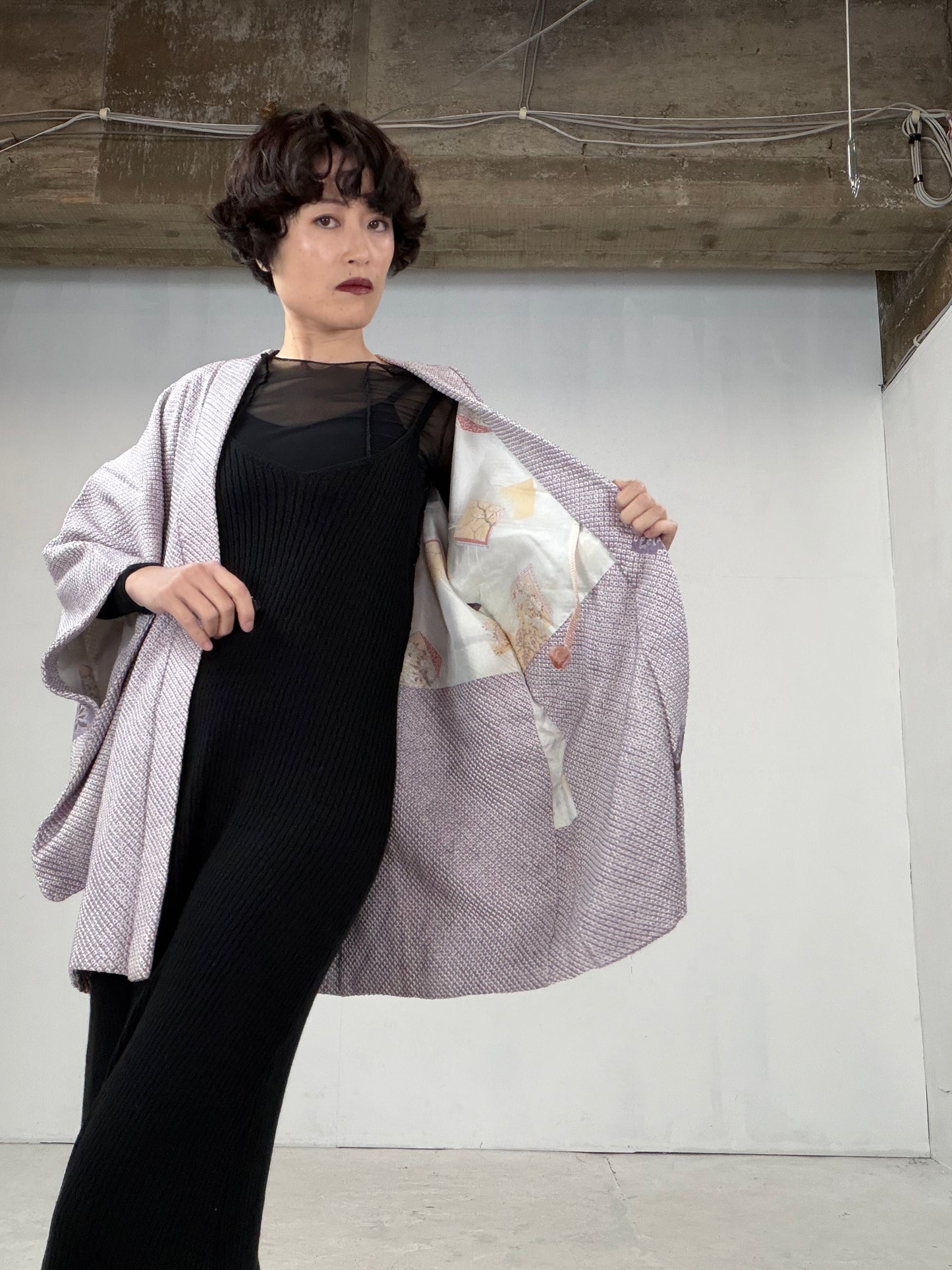 VINTAGE SHIBORI HAORI "usu-murasaki-hana"