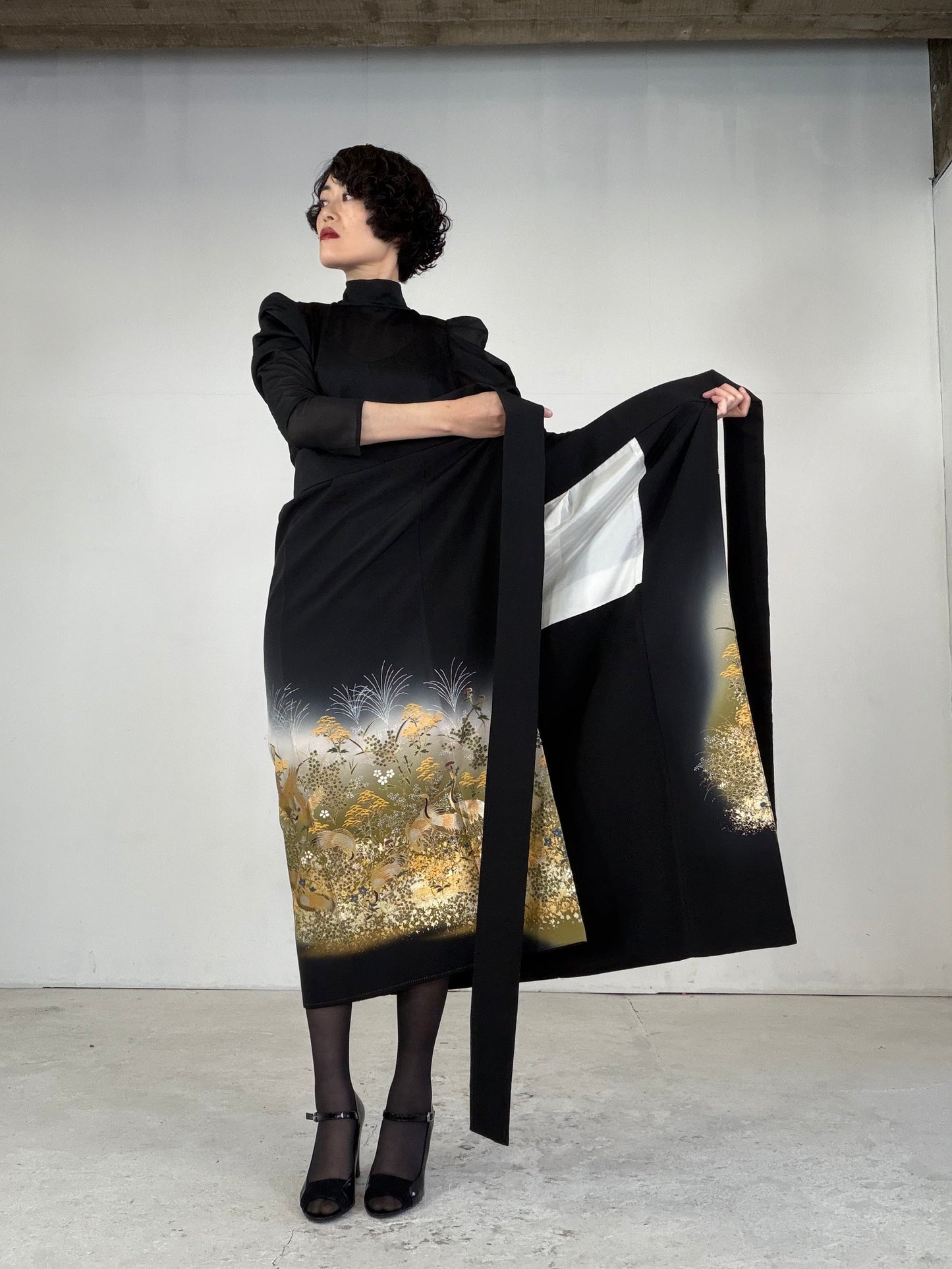 EDO-ZUMA SKIRT UPCYCLED FROM JAPANESE KIMONO "EDO039"