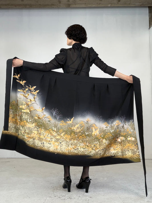 EDO-ZUMA SKIRT UPCYCLED FROM JAPANESE KIMONO "EDO039"