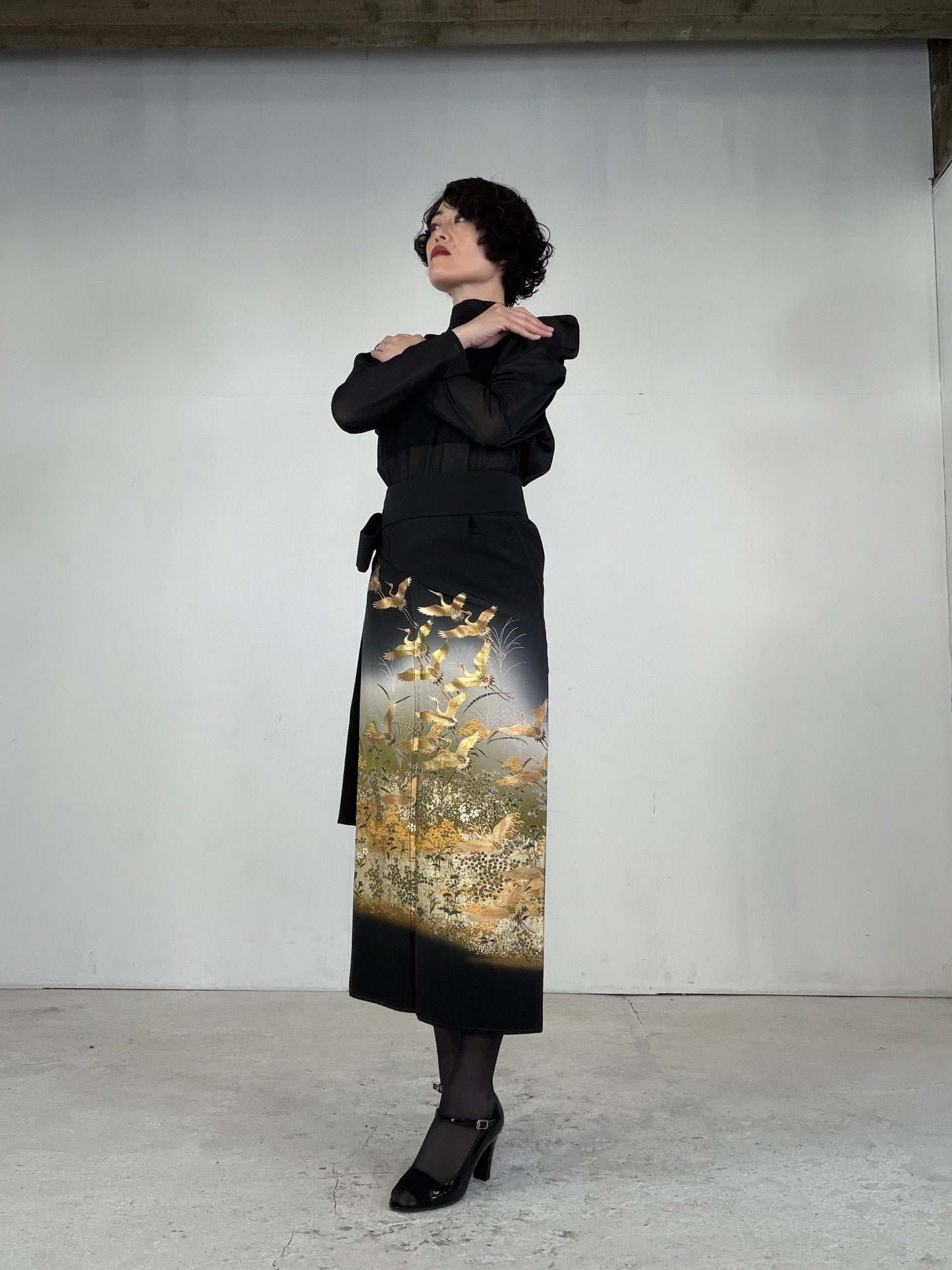 EDO-ZUMA SKIRT UPCYCLED FROM JAPANESE KIMONO "EDO039"
