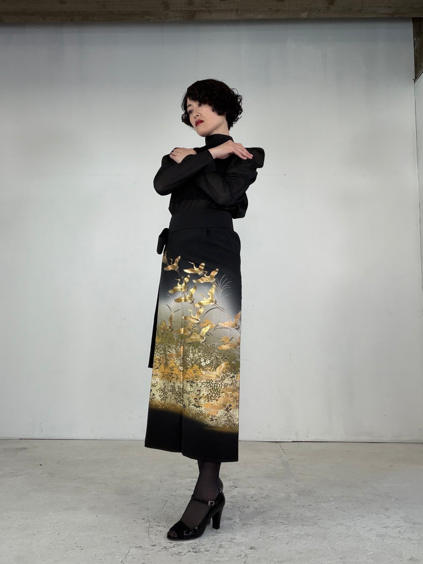EDO-ZUMA SKIRT UPCYCLED FROM JAPANESE KIMONO "EDO039"