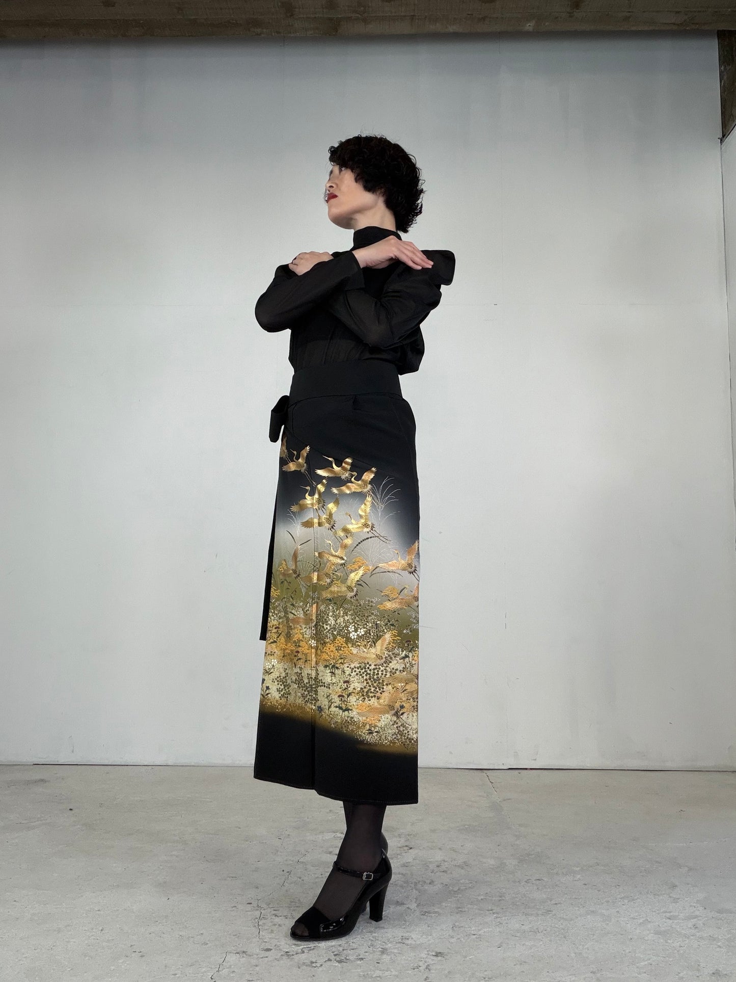 EDO-ZUMA SKIRT UPCYCLED FROM JAPANESE KIMONO "EDO039"