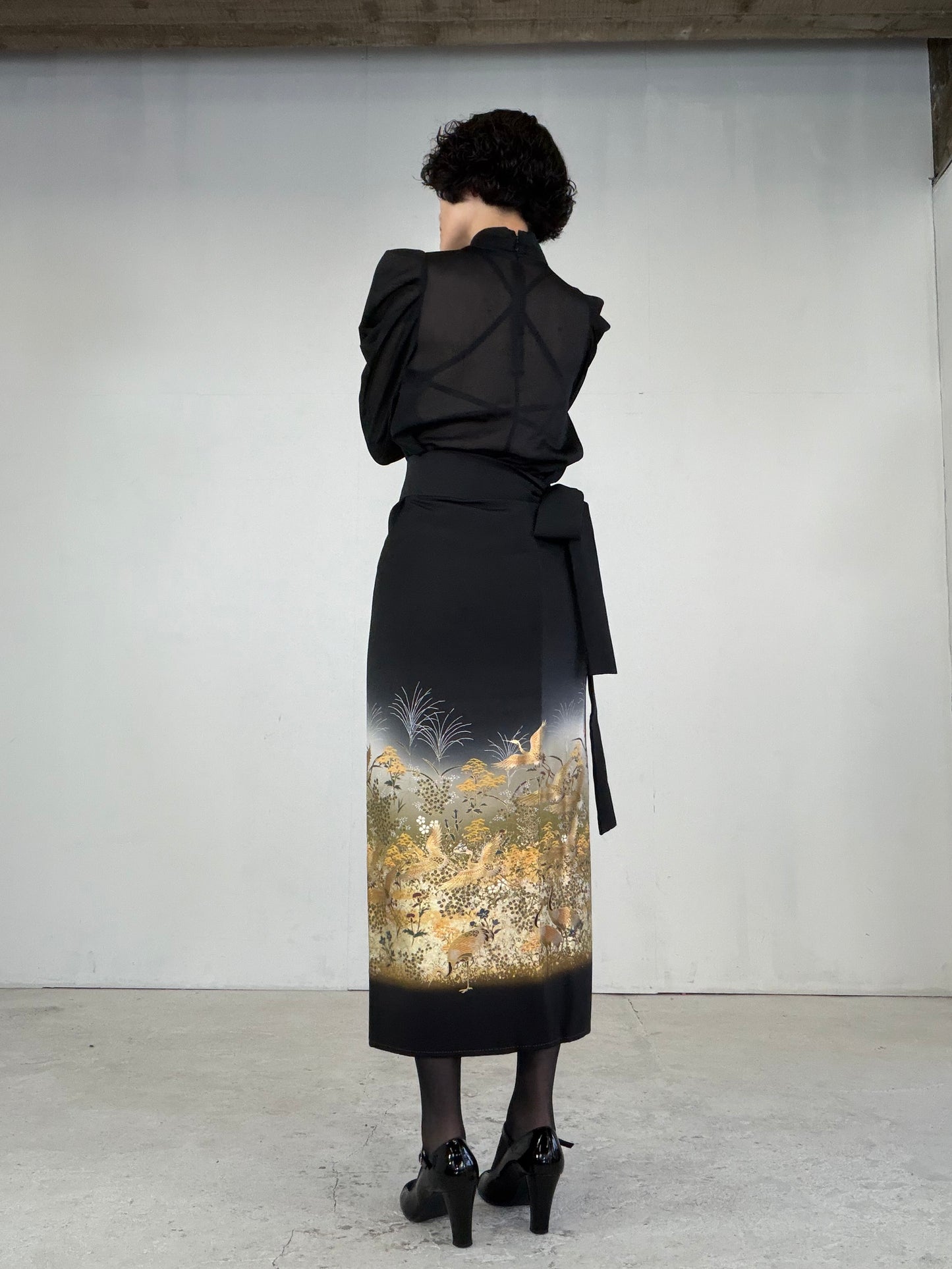 EDO-ZUMA SKIRT UPCYCLED FROM JAPANESE KIMONO "EDO039"