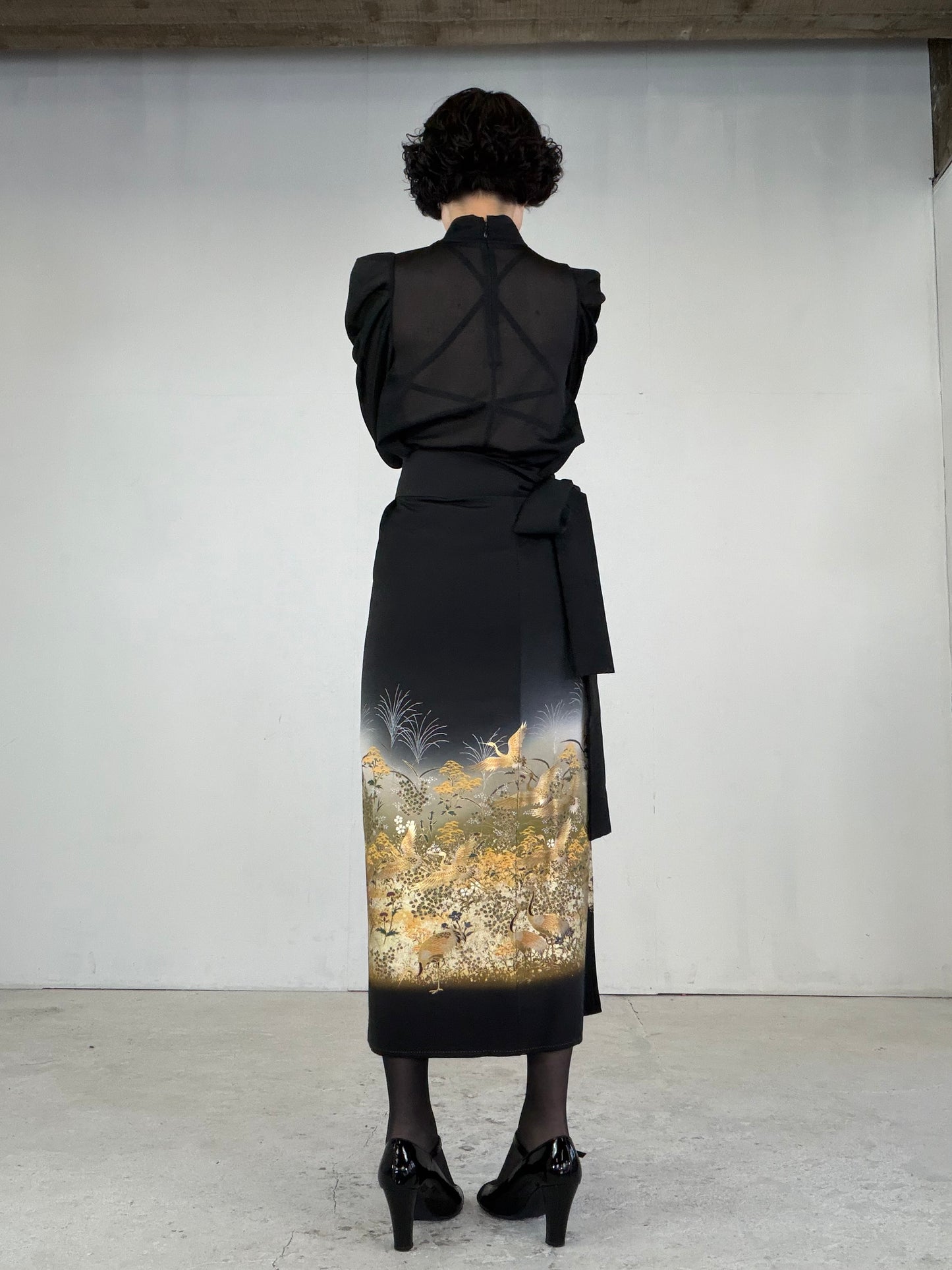 EDO-ZUMA SKIRT UPCYCLED FROM JAPANESE KIMONO "EDO039"