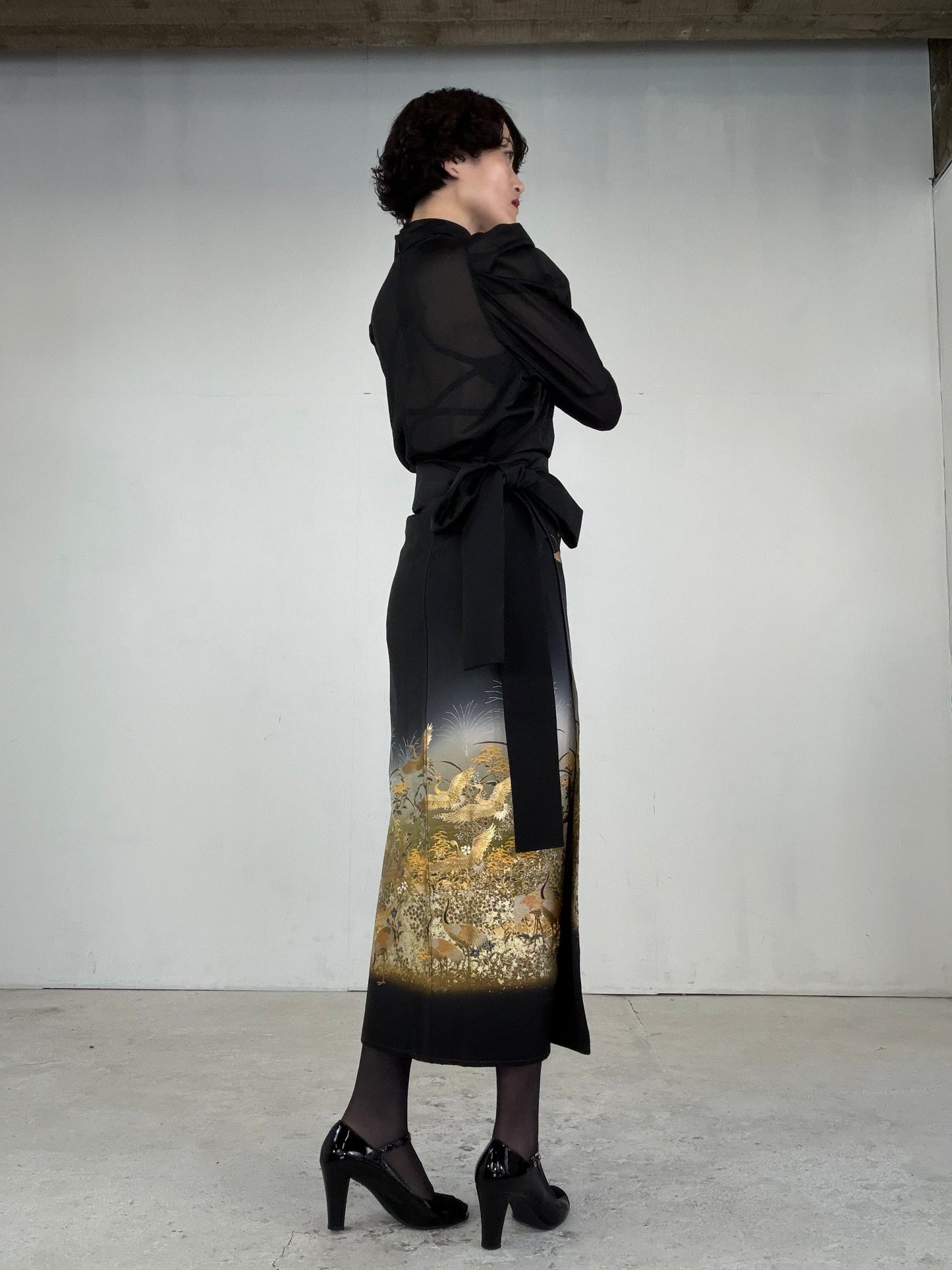 EDO-ZUMA SKIRT UPCYCLED FROM JAPANESE KIMONO "EDO039"