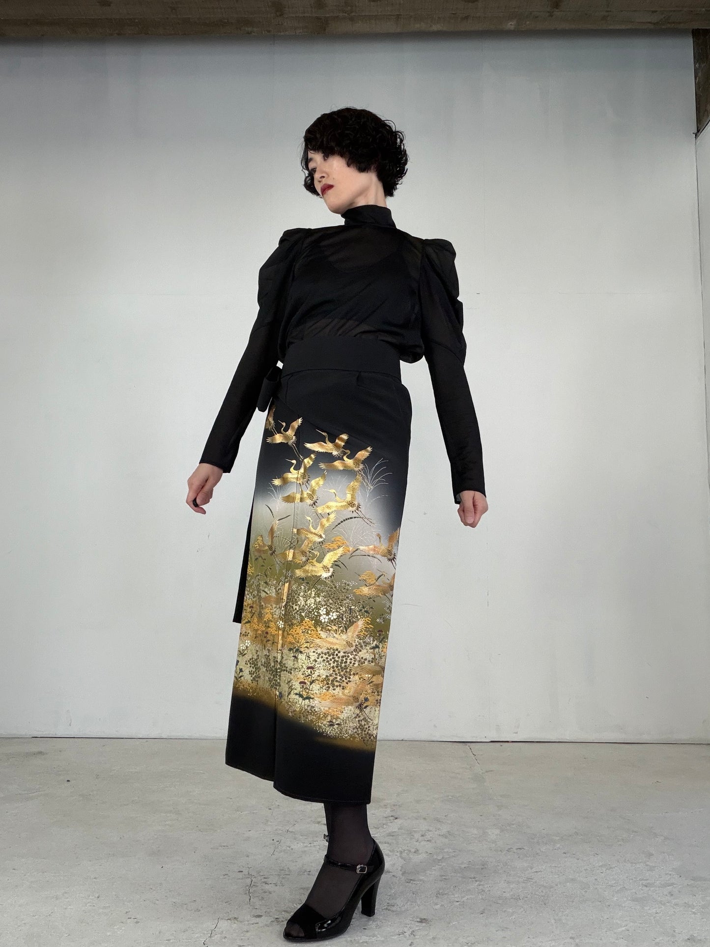 EDO-ZUMA SKIRT UPCYCLED FROM JAPANESE KIMONO "EDO039"