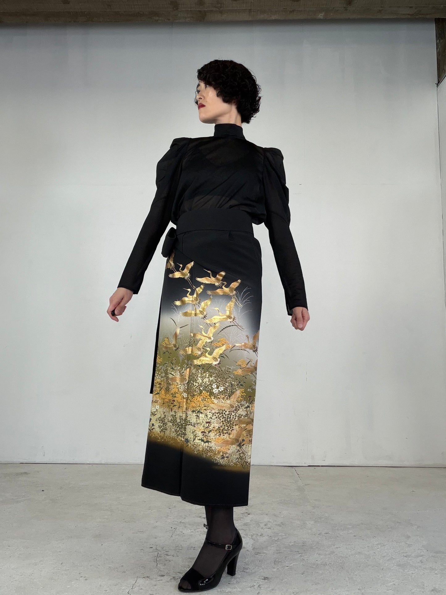 EDO-ZUMA SKIRT UPCYCLED FROM JAPANESE KIMONO "EDO039"