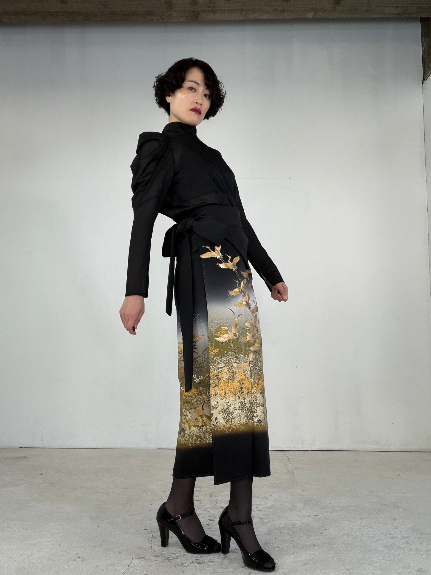 EDO-ZUMA SKIRT UPCYCLED FROM JAPANESE KIMONO "EDO039"