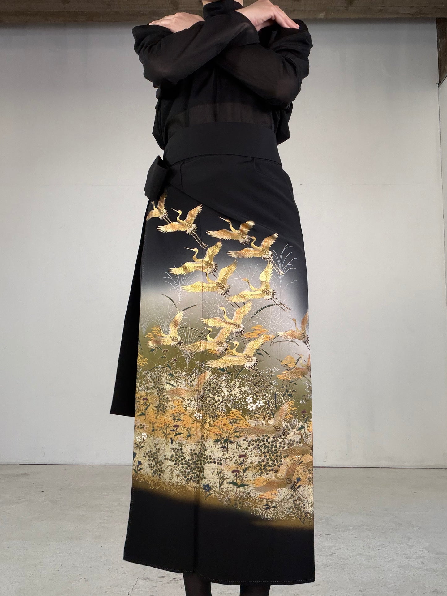 EDO-ZUMA SKIRT UPCYCLED FROM JAPANESE KIMONO "EDO039"