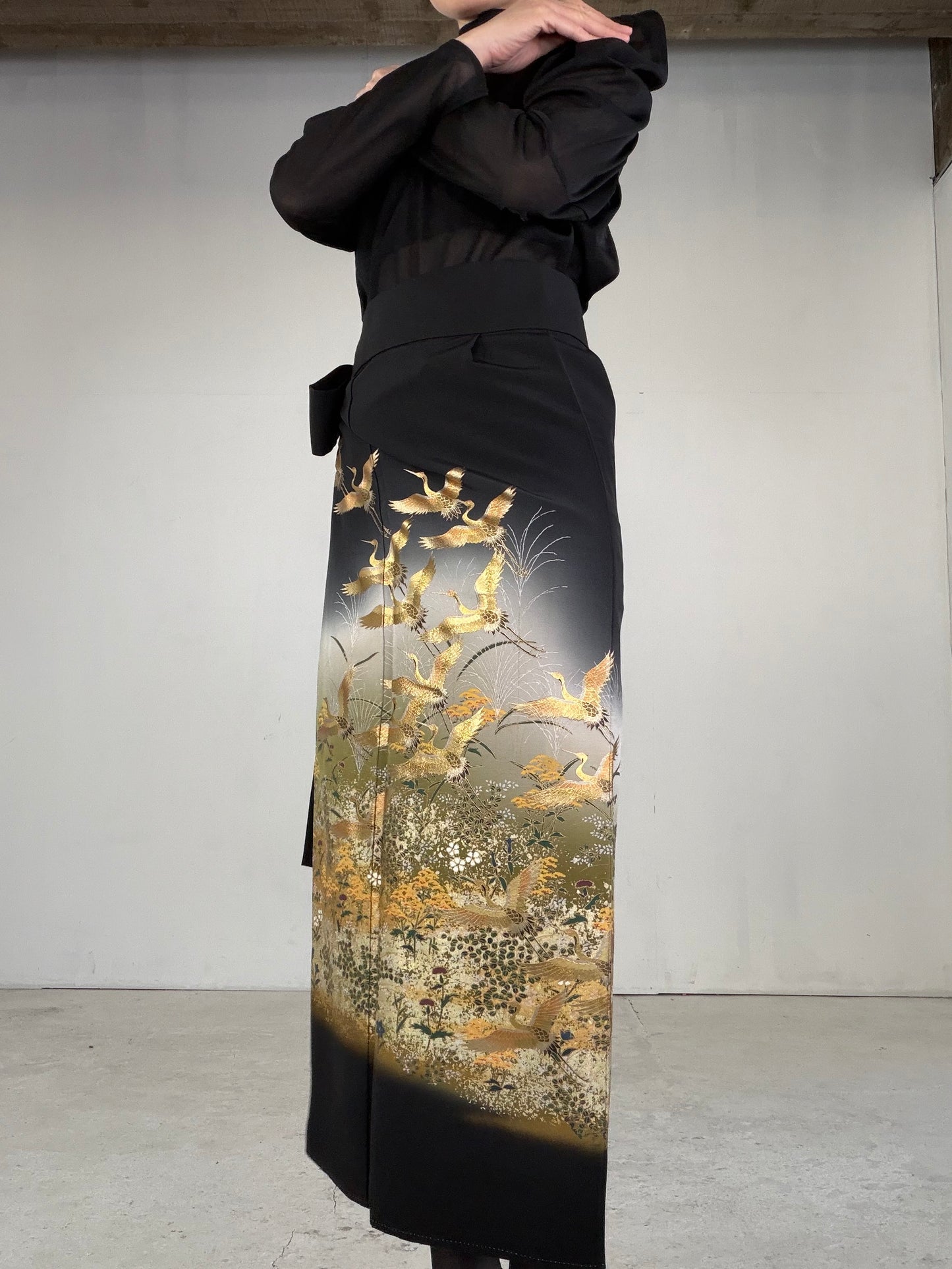 EDO-ZUMA SKIRT UPCYCLED FROM JAPANESE KIMONO "EDO039"