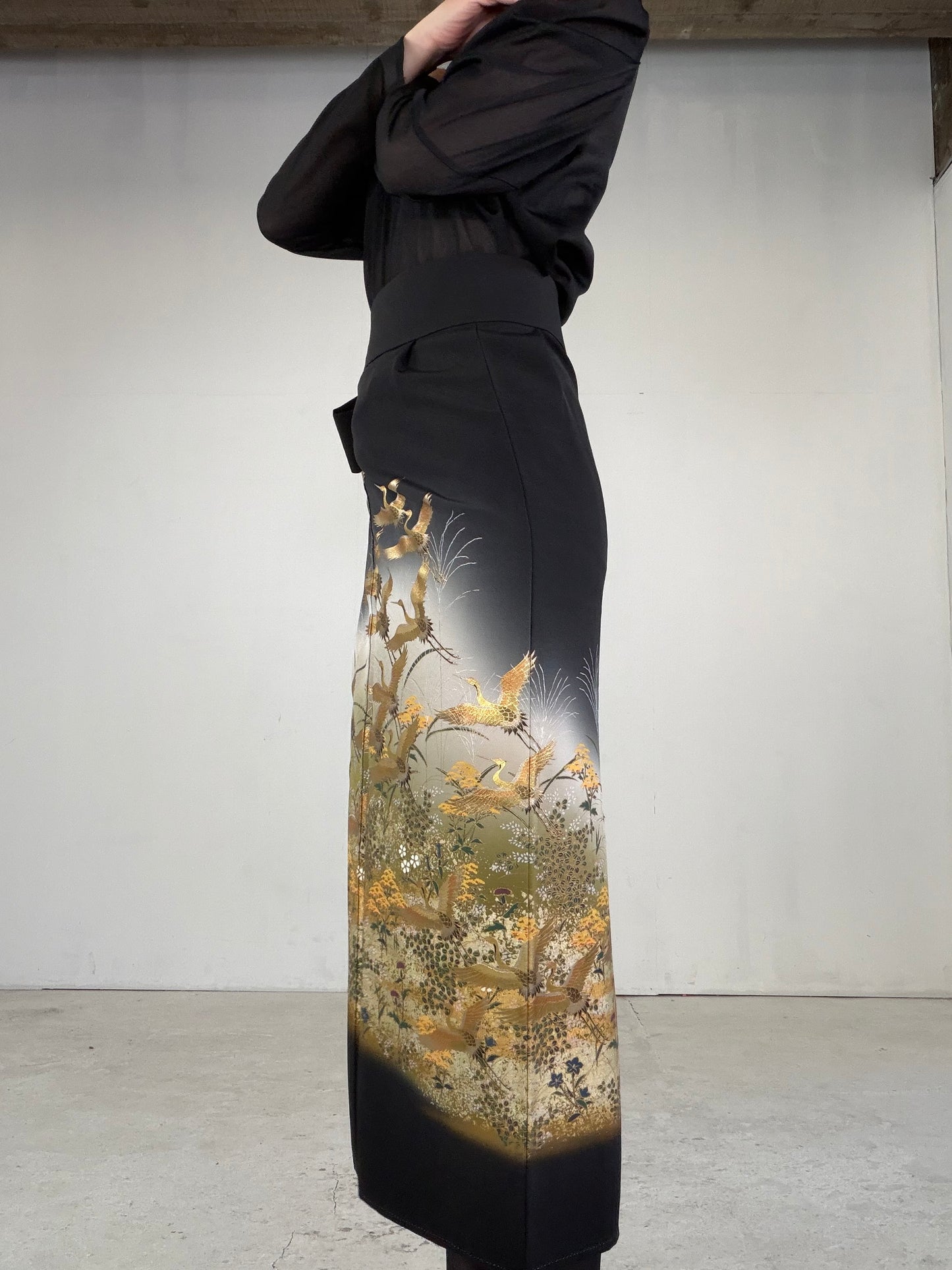 EDO-ZUMA SKIRT UPCYCLED FROM JAPANESE KIMONO "EDO039"