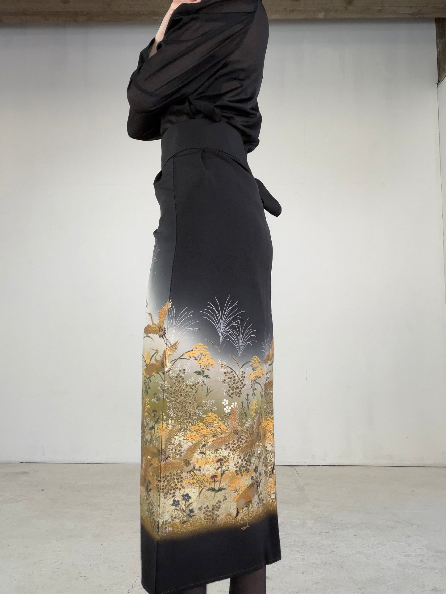 EDO-ZUMA SKIRT UPCYCLED FROM JAPANESE KIMONO "EDO039"