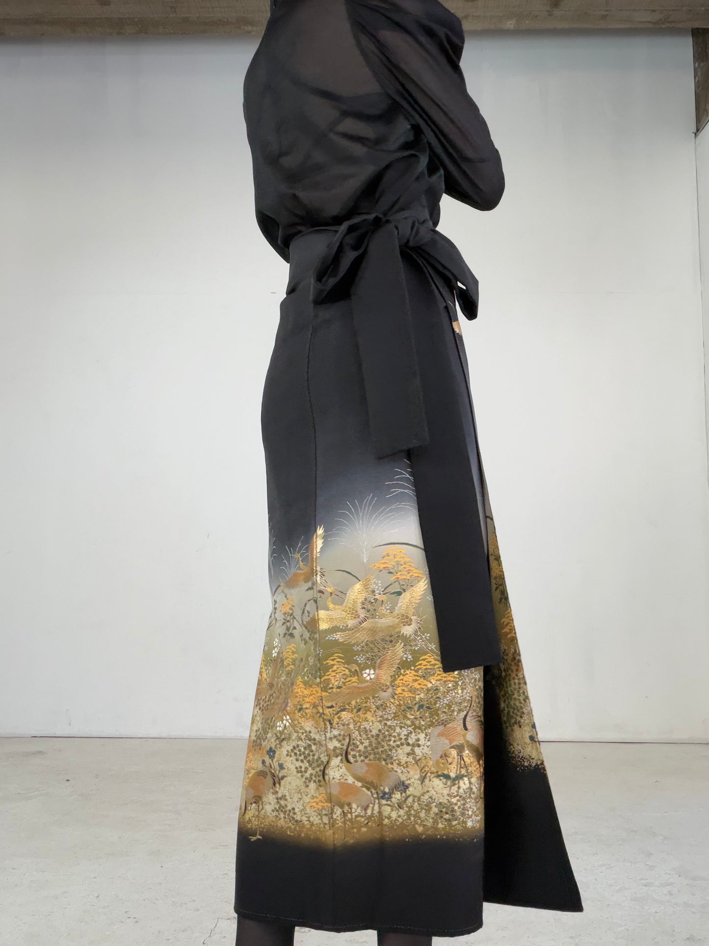 EDO-ZUMA SKIRT UPCYCLED FROM JAPANESE KIMONO "EDO039"