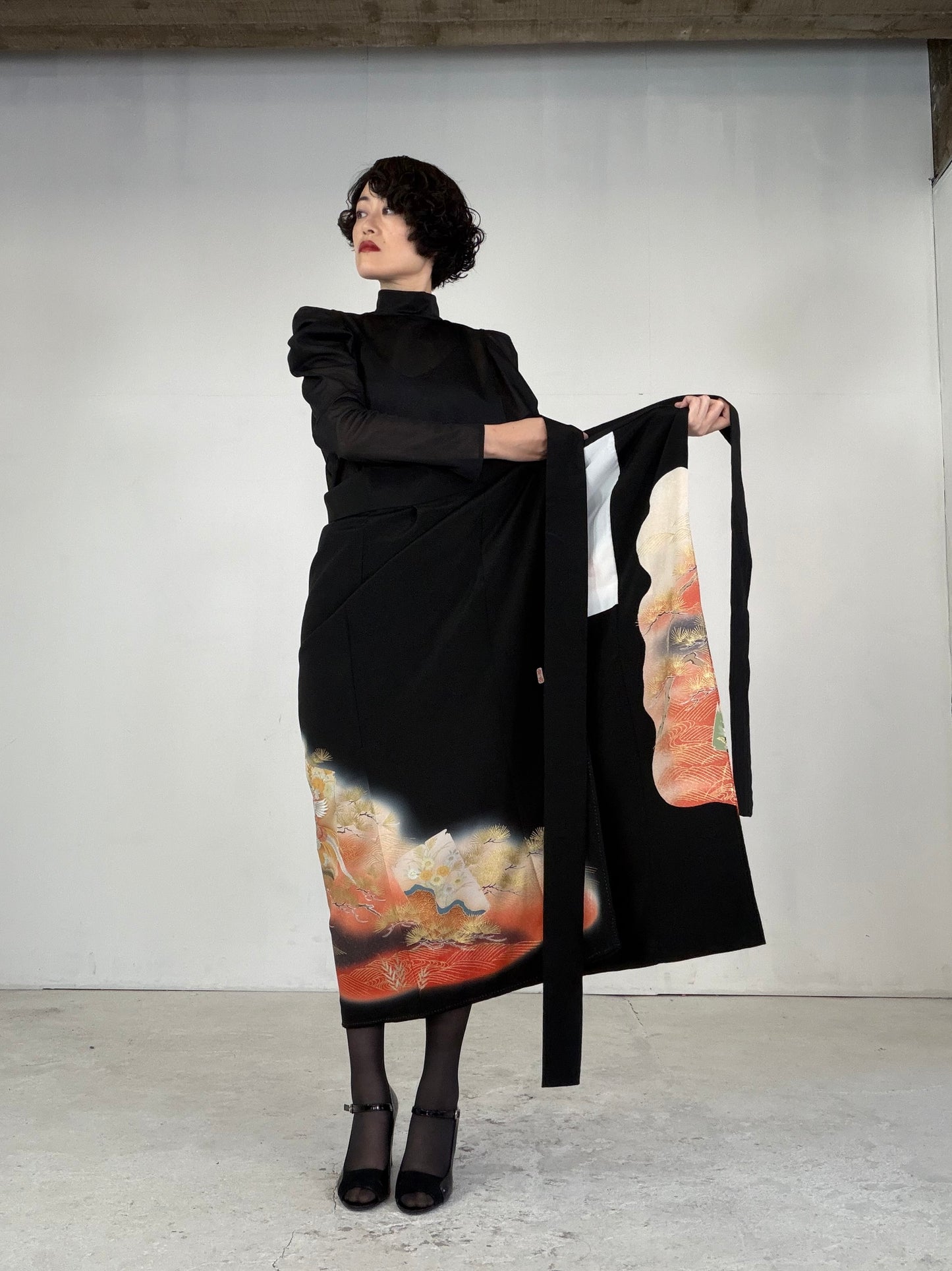 EDO-ZUMA SKIRT UPCYCLED FROM JAPANESE KIMONO "EDO040"