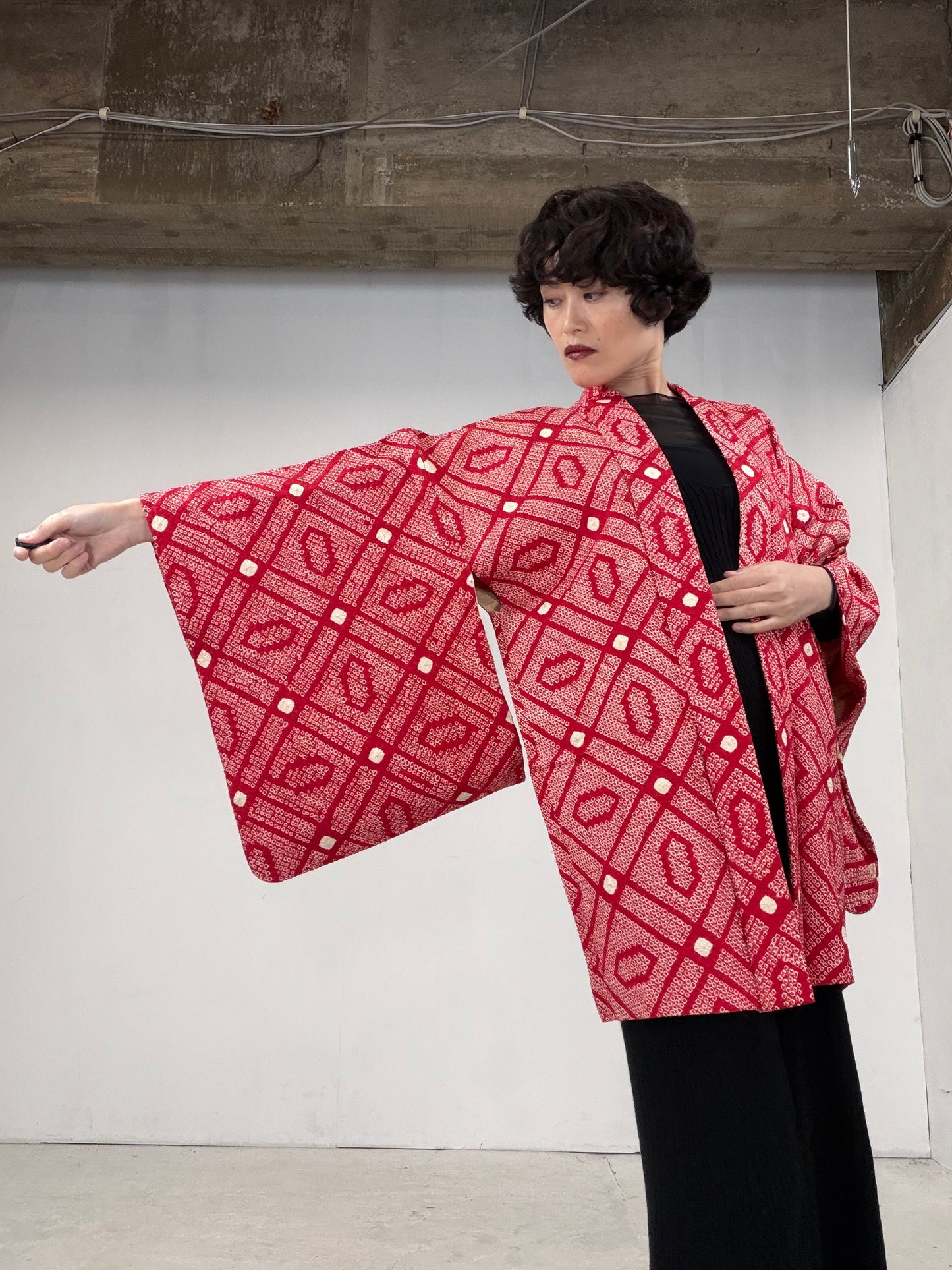 VINTAGE SHIBORI HAORI "red"