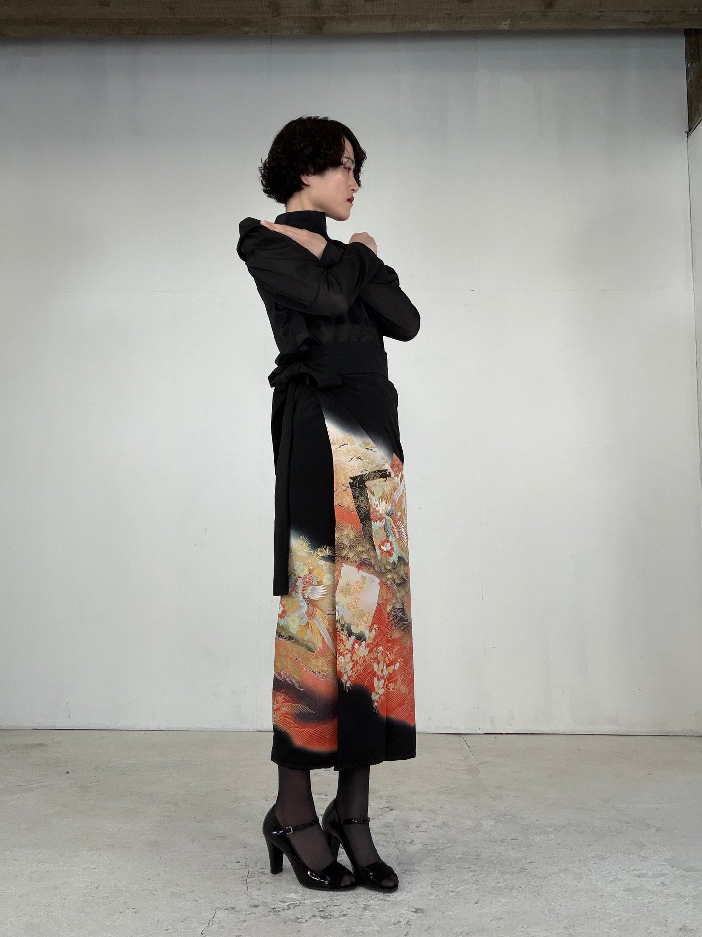 EDO-ZUMA SKIRT UPCYCLED FROM JAPANESE KIMONO "EDO040"