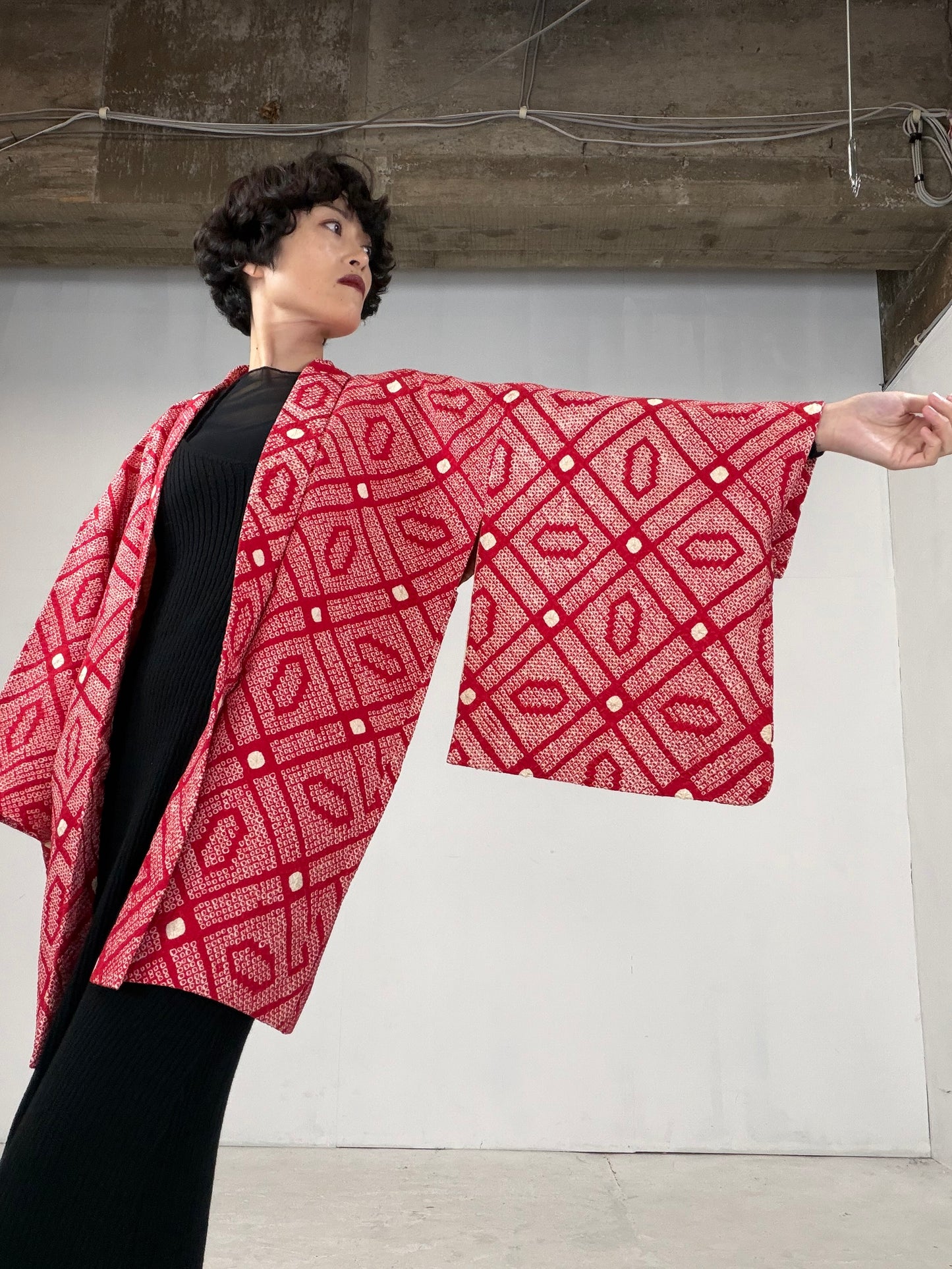 VINTAGE SHIBORI HAORI "red"