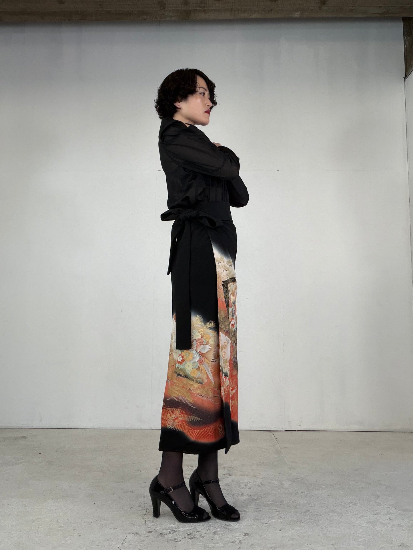 EDO-ZUMA SKIRT UPCYCLED FROM JAPANESE KIMONO "EDO040"