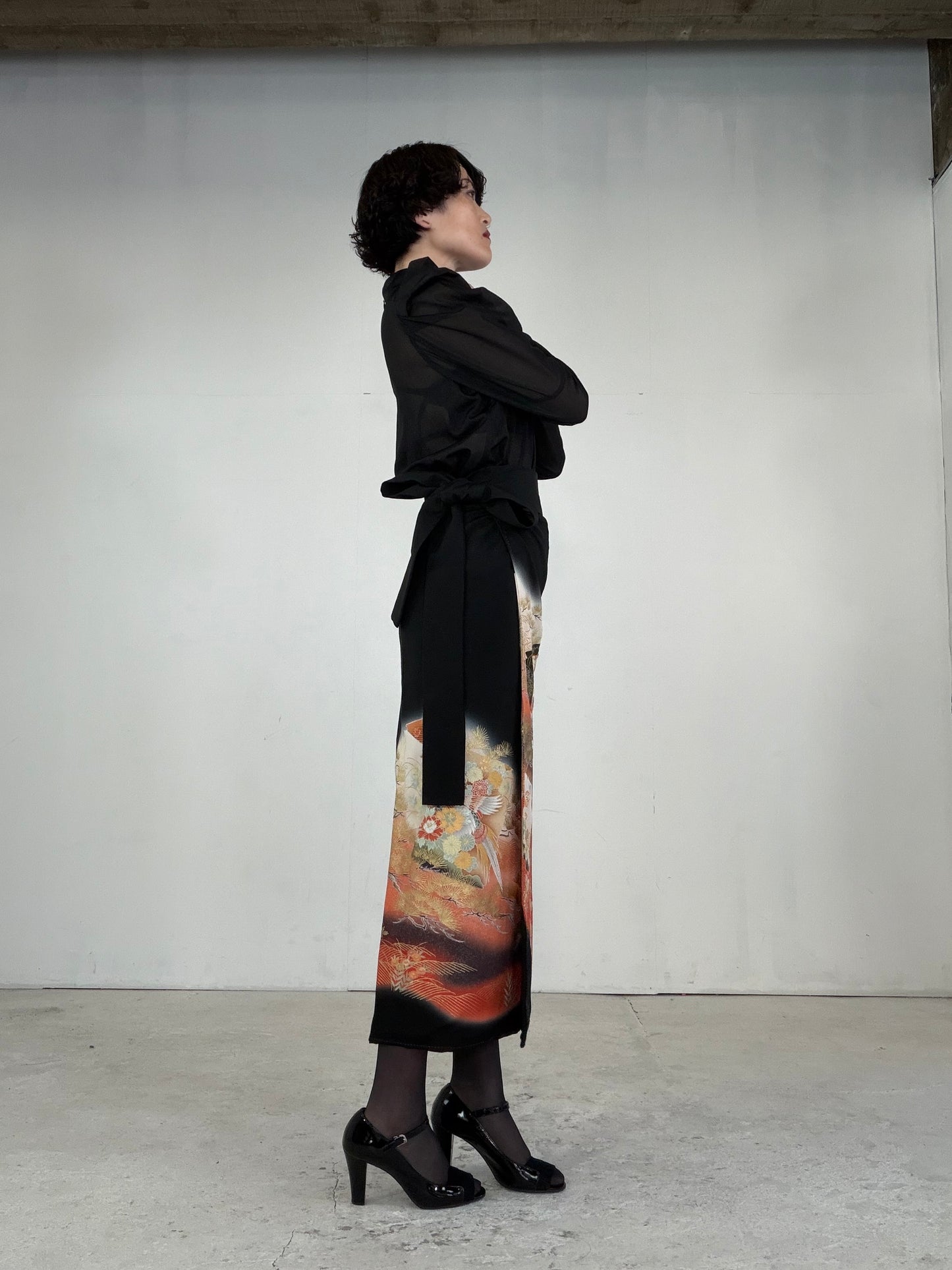 EDO-ZUMA SKIRT UPCYCLED FROM JAPANESE KIMONO "EDO040"