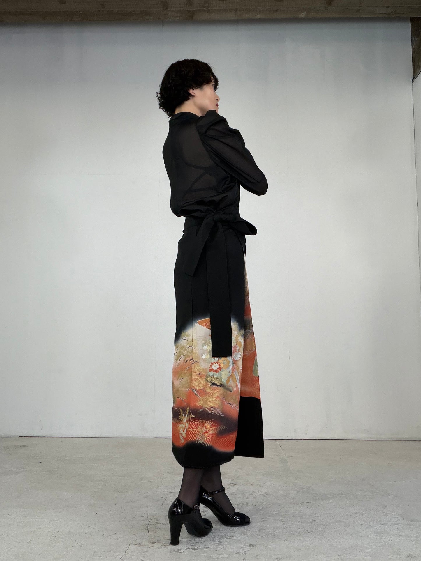 EDO-ZUMA SKIRT UPCYCLED FROM JAPANESE KIMONO "EDO040"
